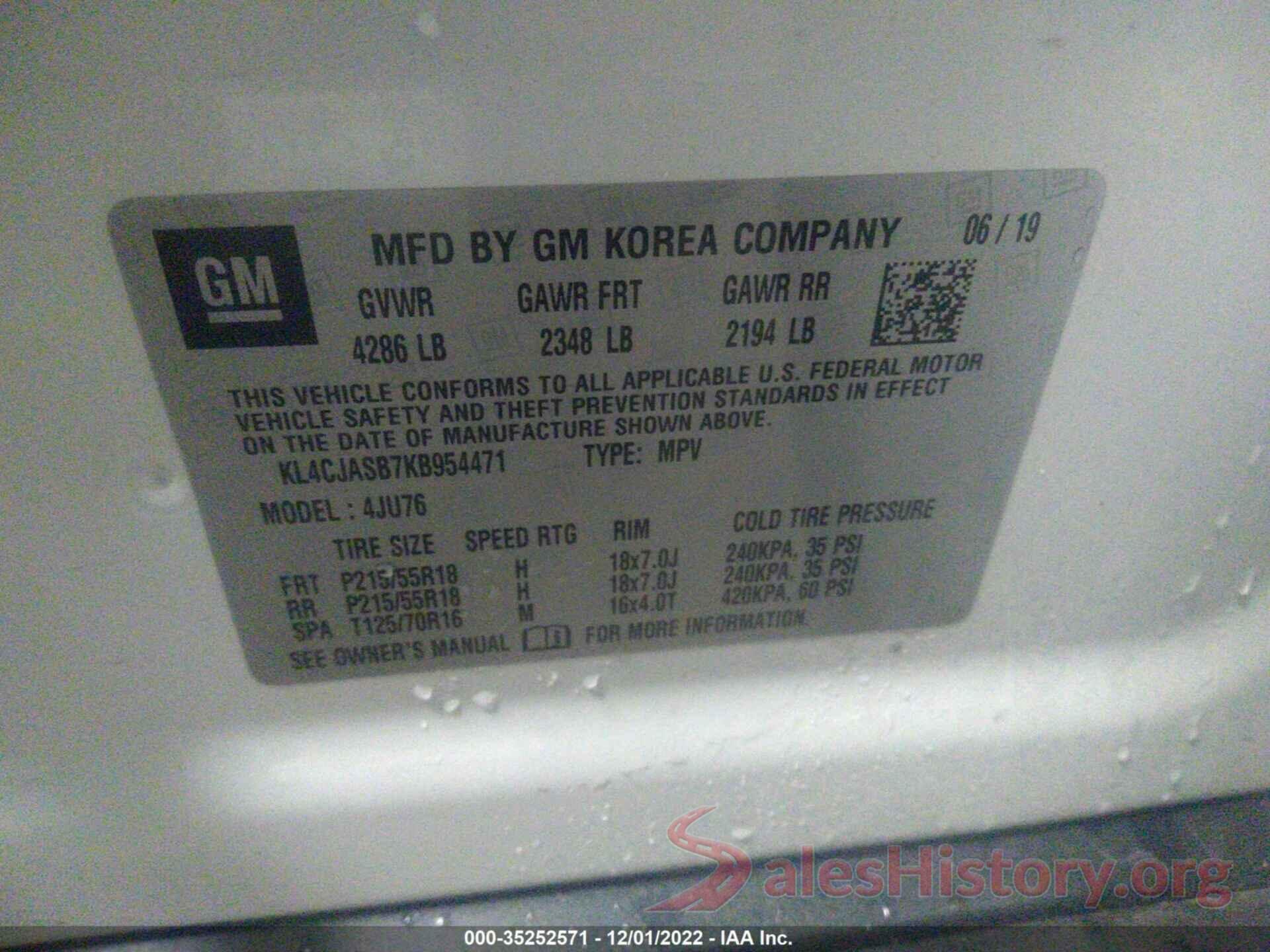 KL4CJASB7KB954471 2019 BUICK ENCORE