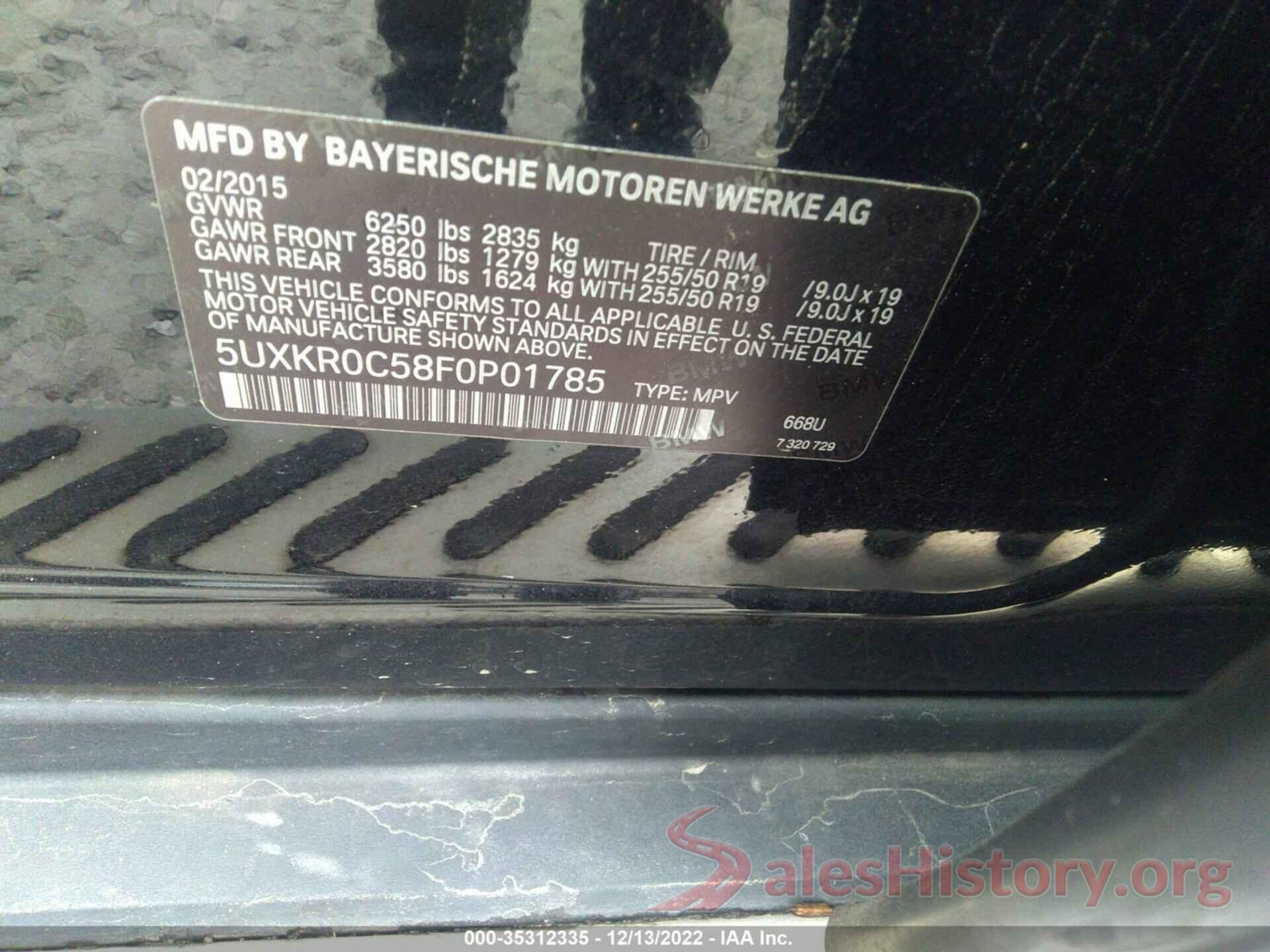 5UXKR0C58F0P01785 2015 BMW X5