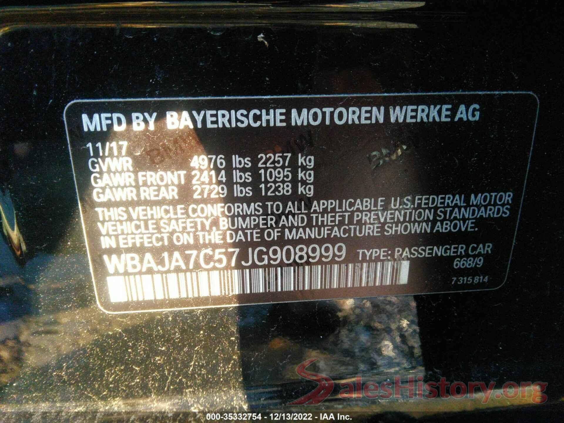 WBAJA7C57JG908999 2018 BMW 5 SERIES