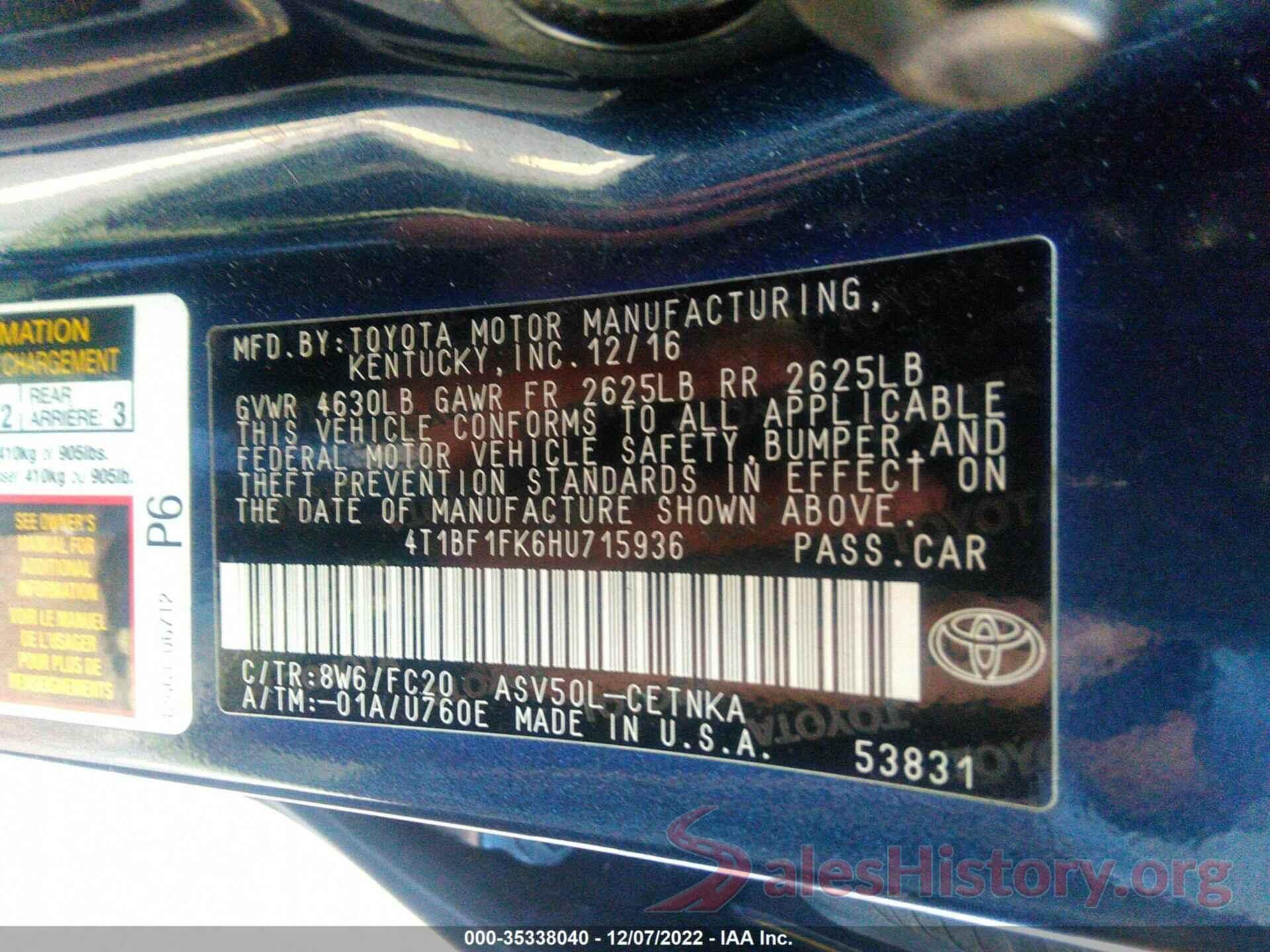 4T1BF1FK6HU715936 2017 TOYOTA CAMRY