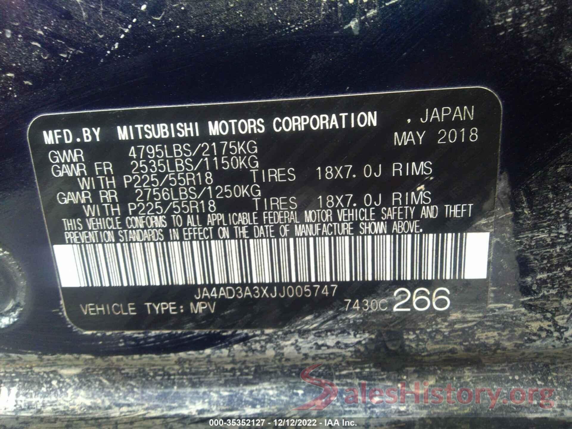 JA4AD3A3XJJ005747 2018 MITSUBISHI OUTLANDER