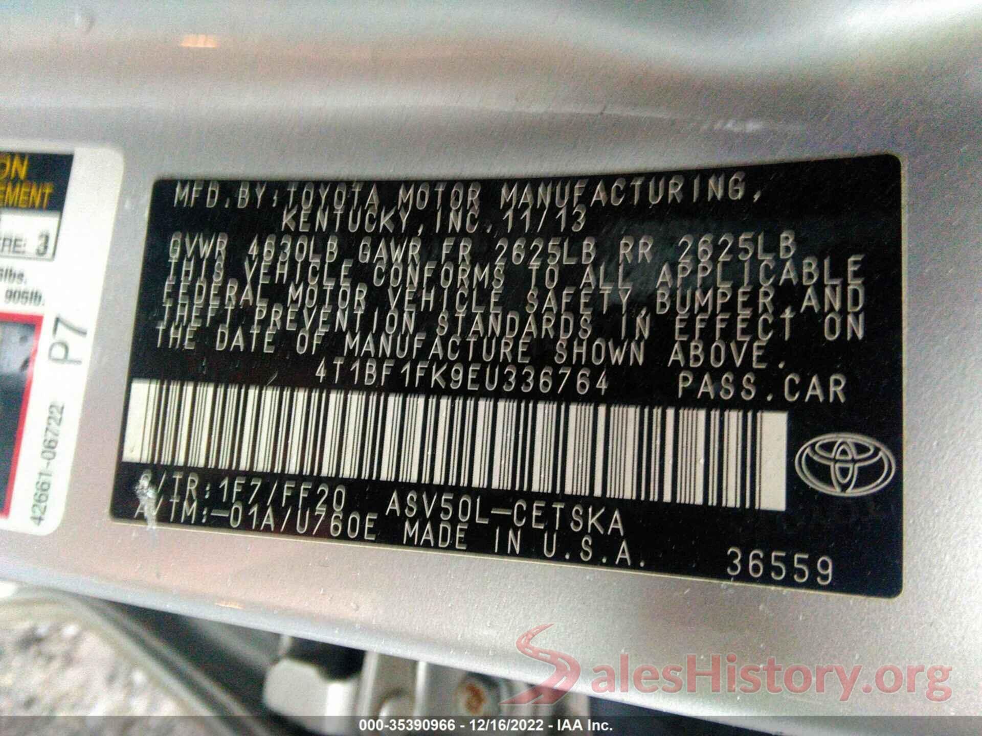 4T1BF1FK9EU336764 2014 TOYOTA CAMRY