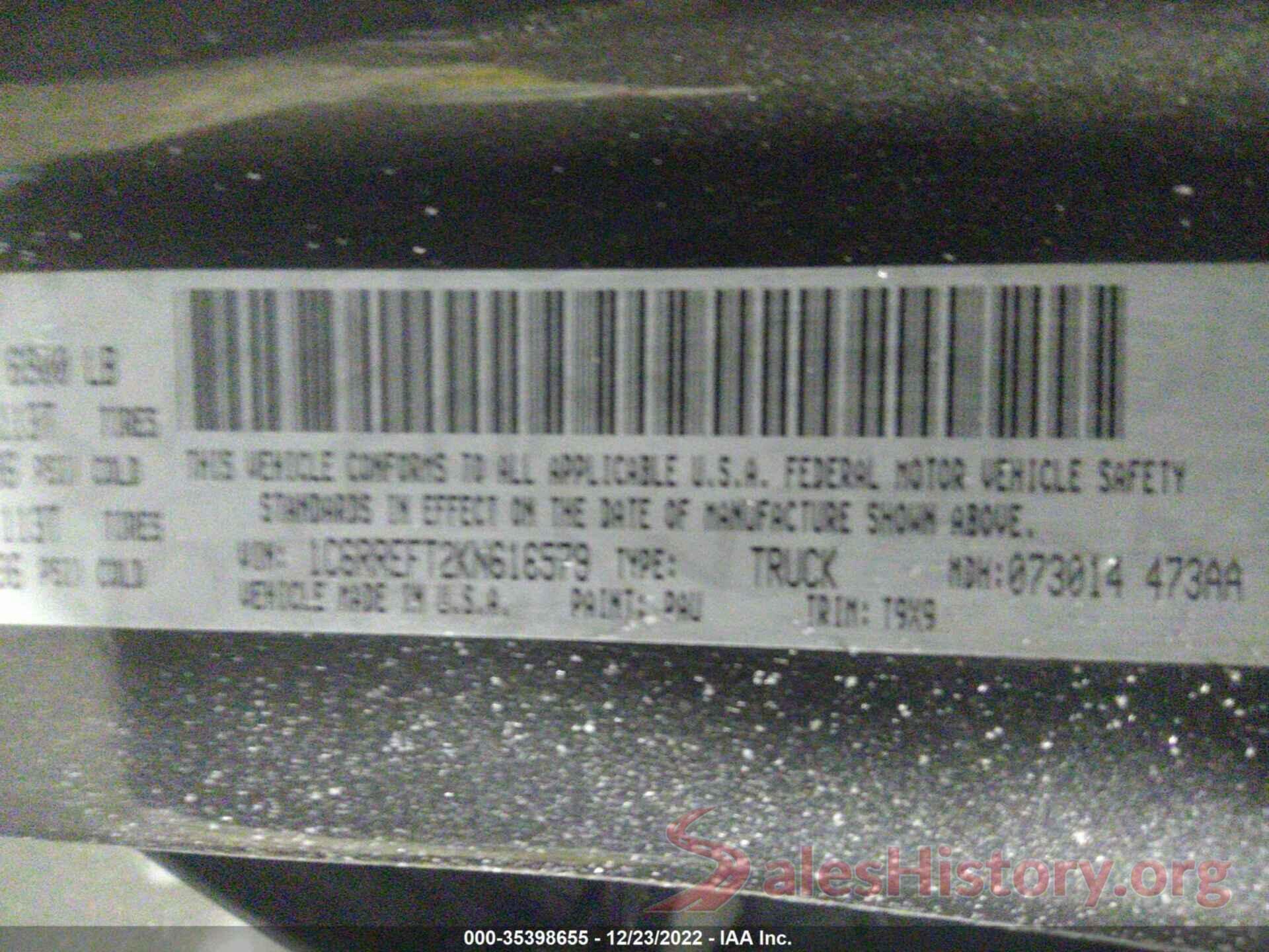 1C6RREFT2KN616579 2019 RAM 1500