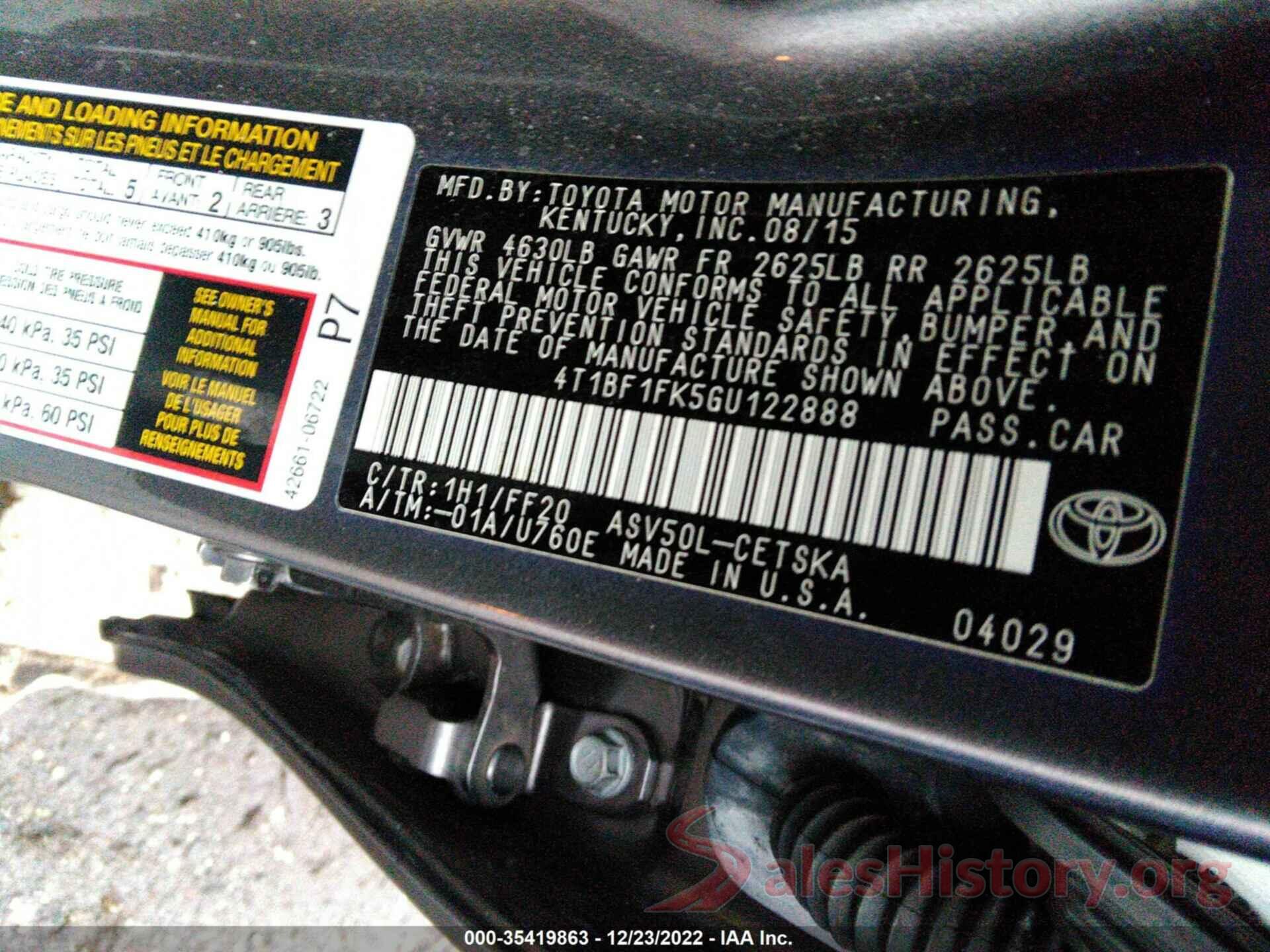 4T1BF1FK5GU122888 2016 TOYOTA CAMRY