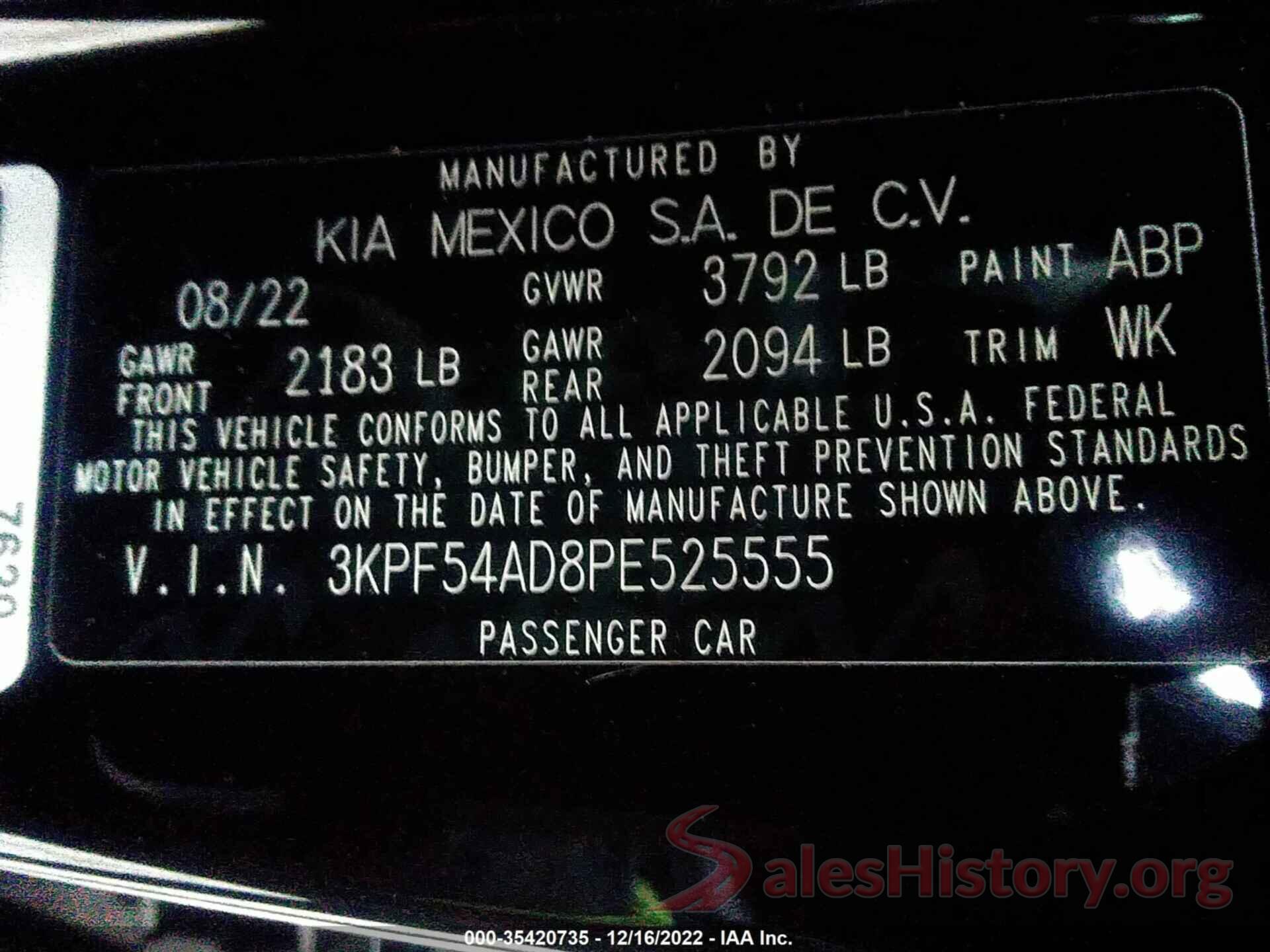 3KPF54AD8PE525555 2023 KIA FORTE