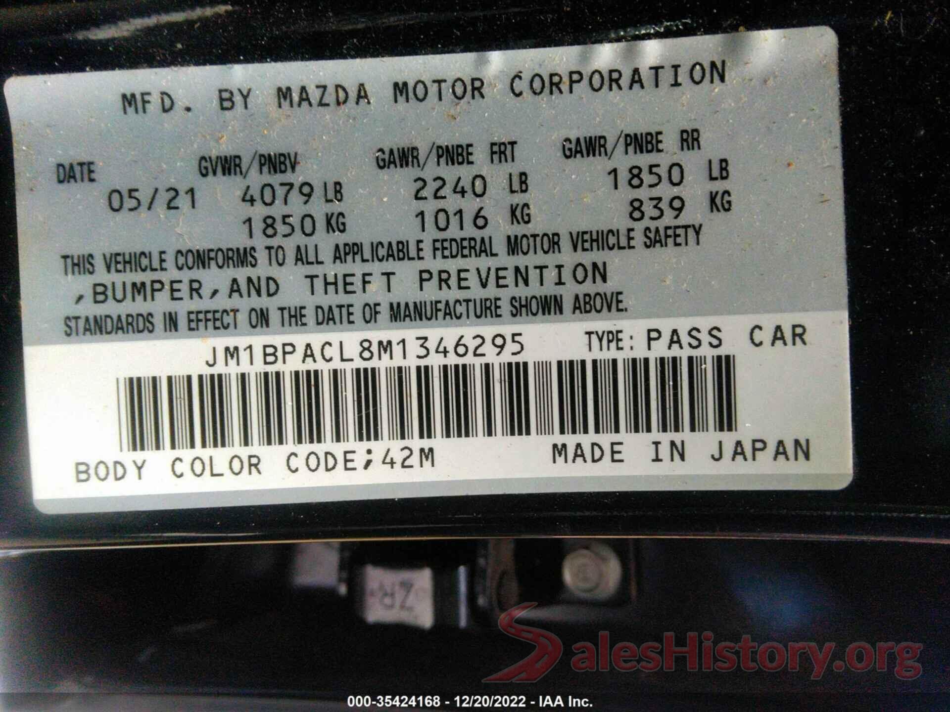 JM1BPACL8M1346295 2021 MAZDA MAZDA3 SEDAN