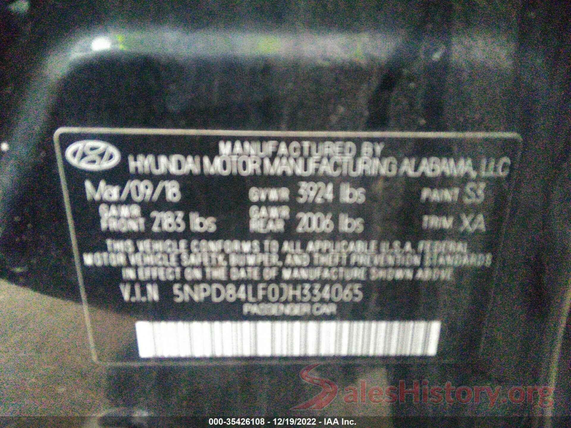 5NPD84LF0JH334065 2018 HYUNDAI ELANTRA