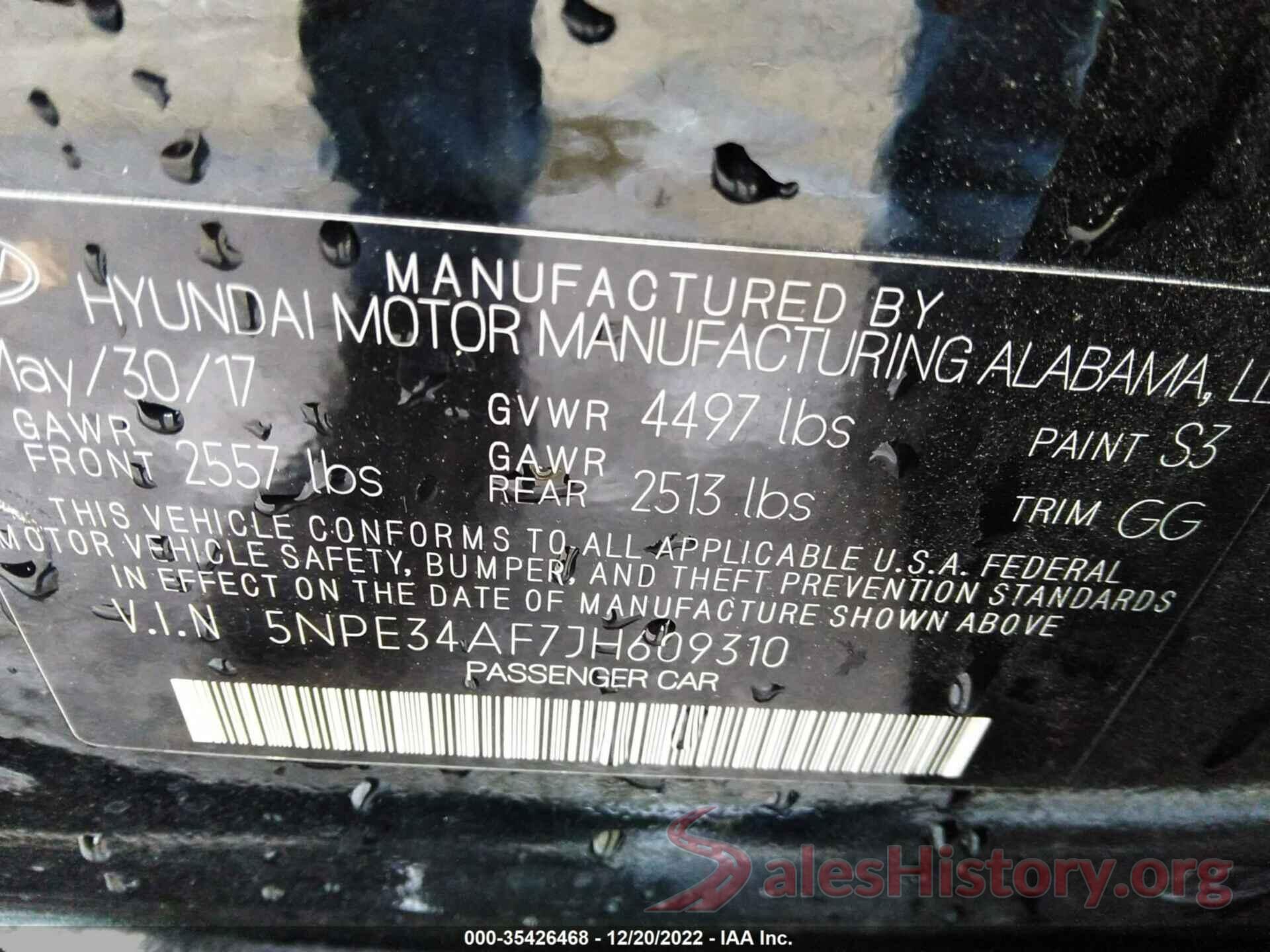 5NPE34AF7JH609310 2018 HYUNDAI SONATA