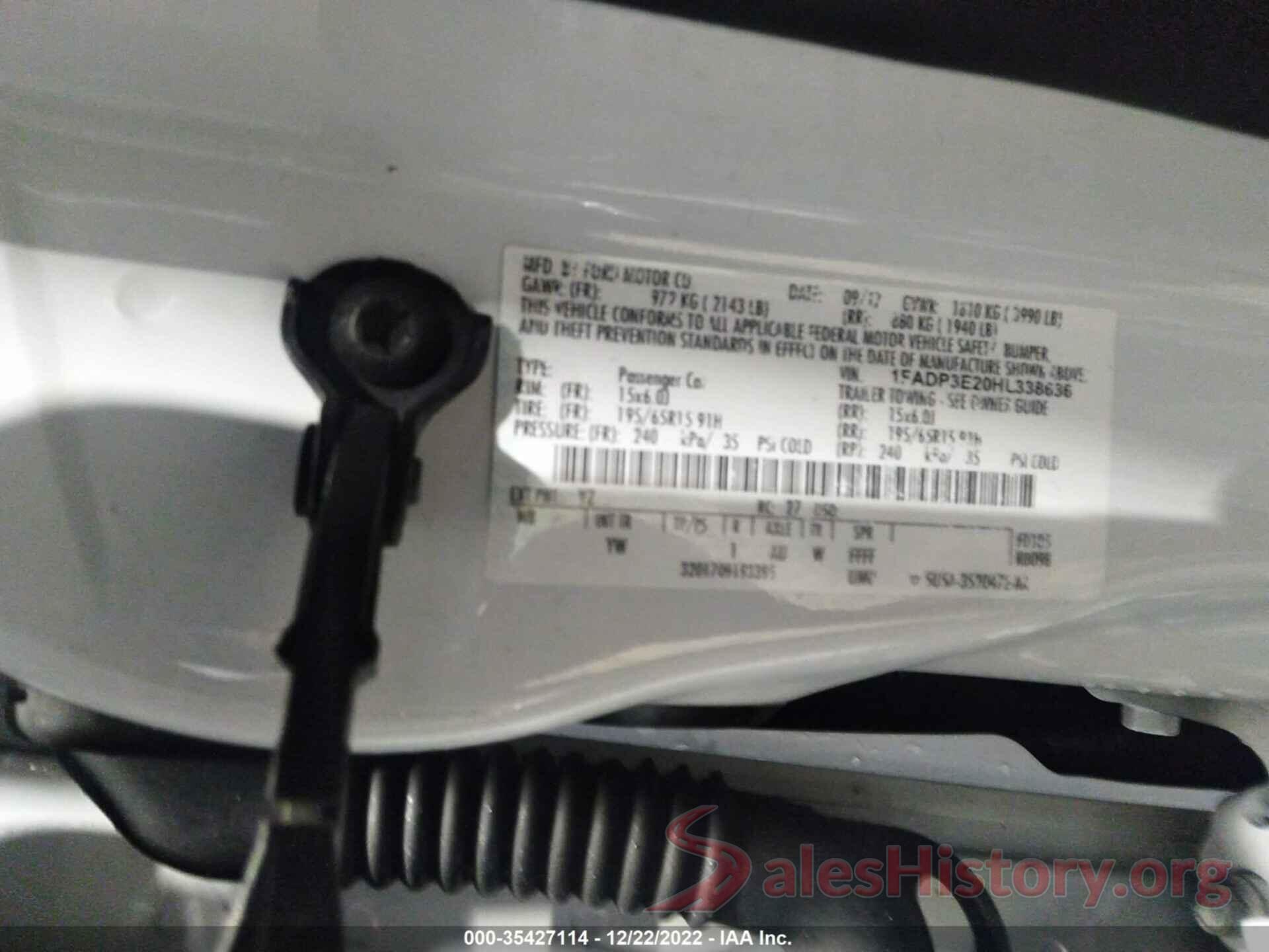 1FADP3E20HL338636 2017 FORD FOCUS