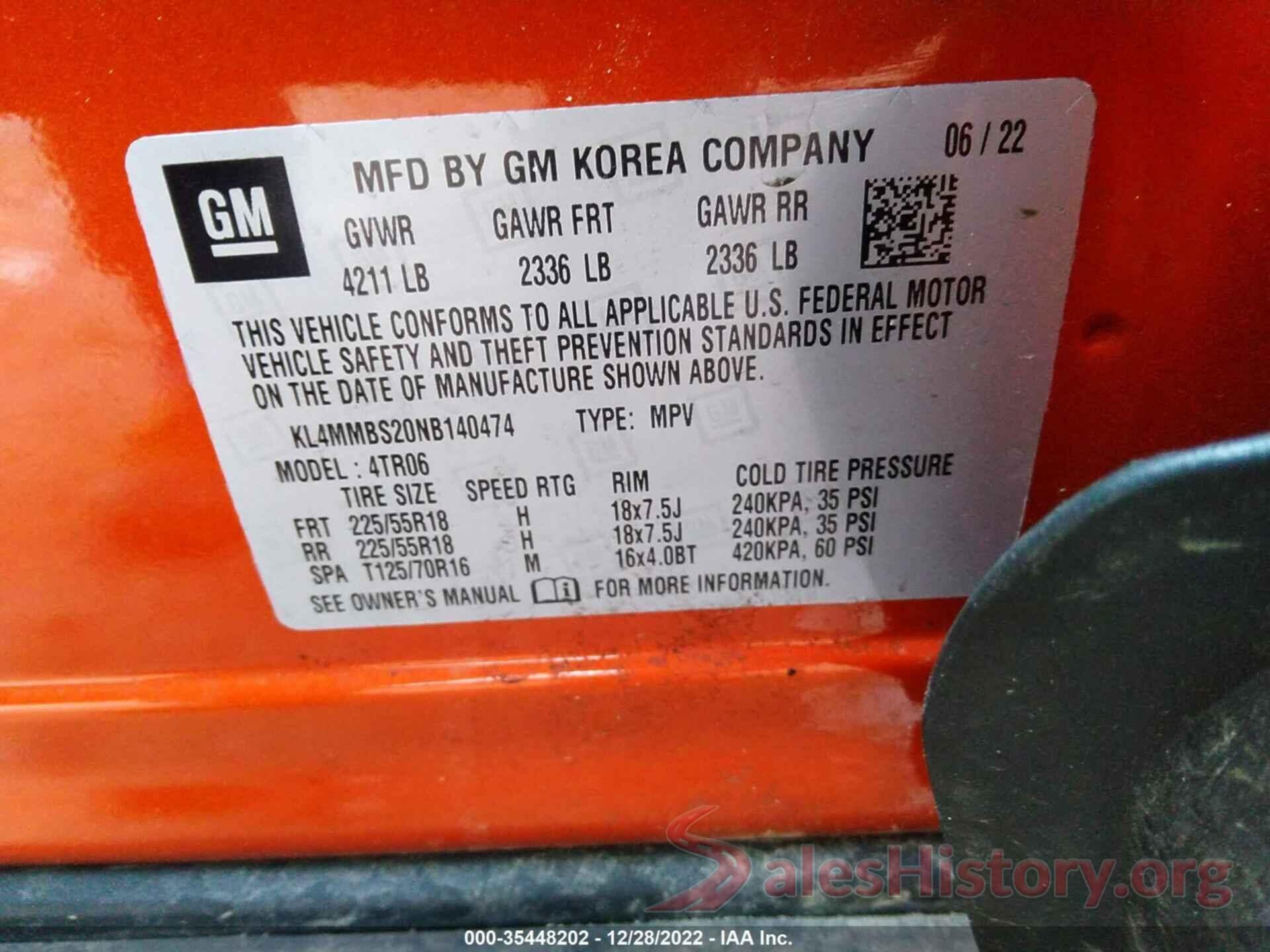 KL4MMBS20NB140474 2022 BUICK ENCORE GX