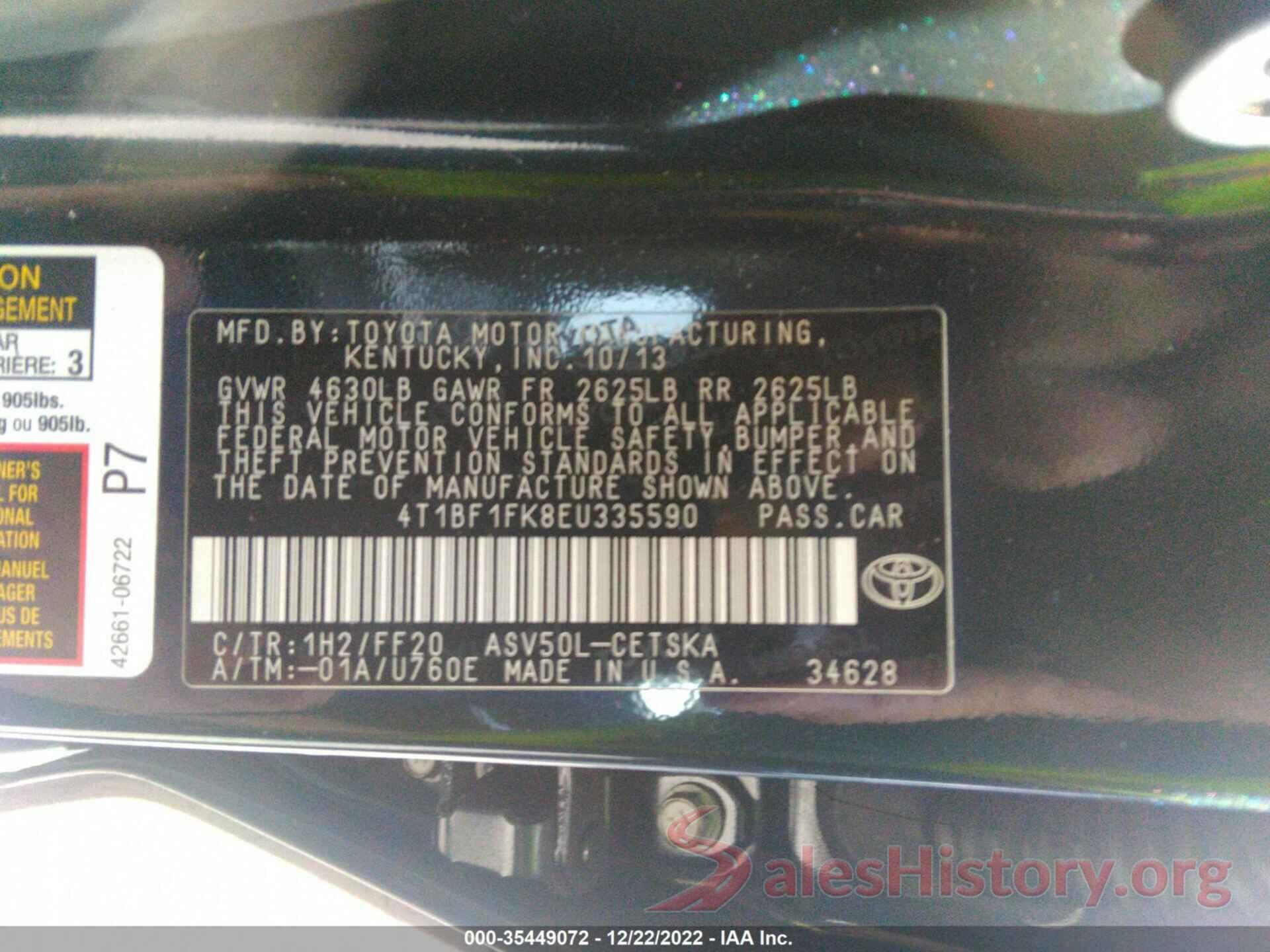 4T1BF1FK8EU335590 2014 TOYOTA CAMRY