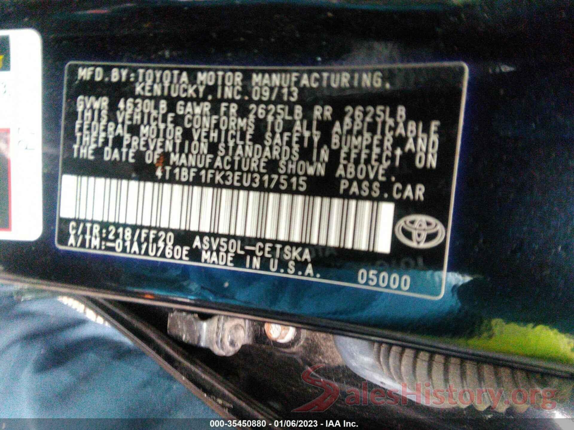 4T1BF1FK3EU317515 2014 TOYOTA CAMRY