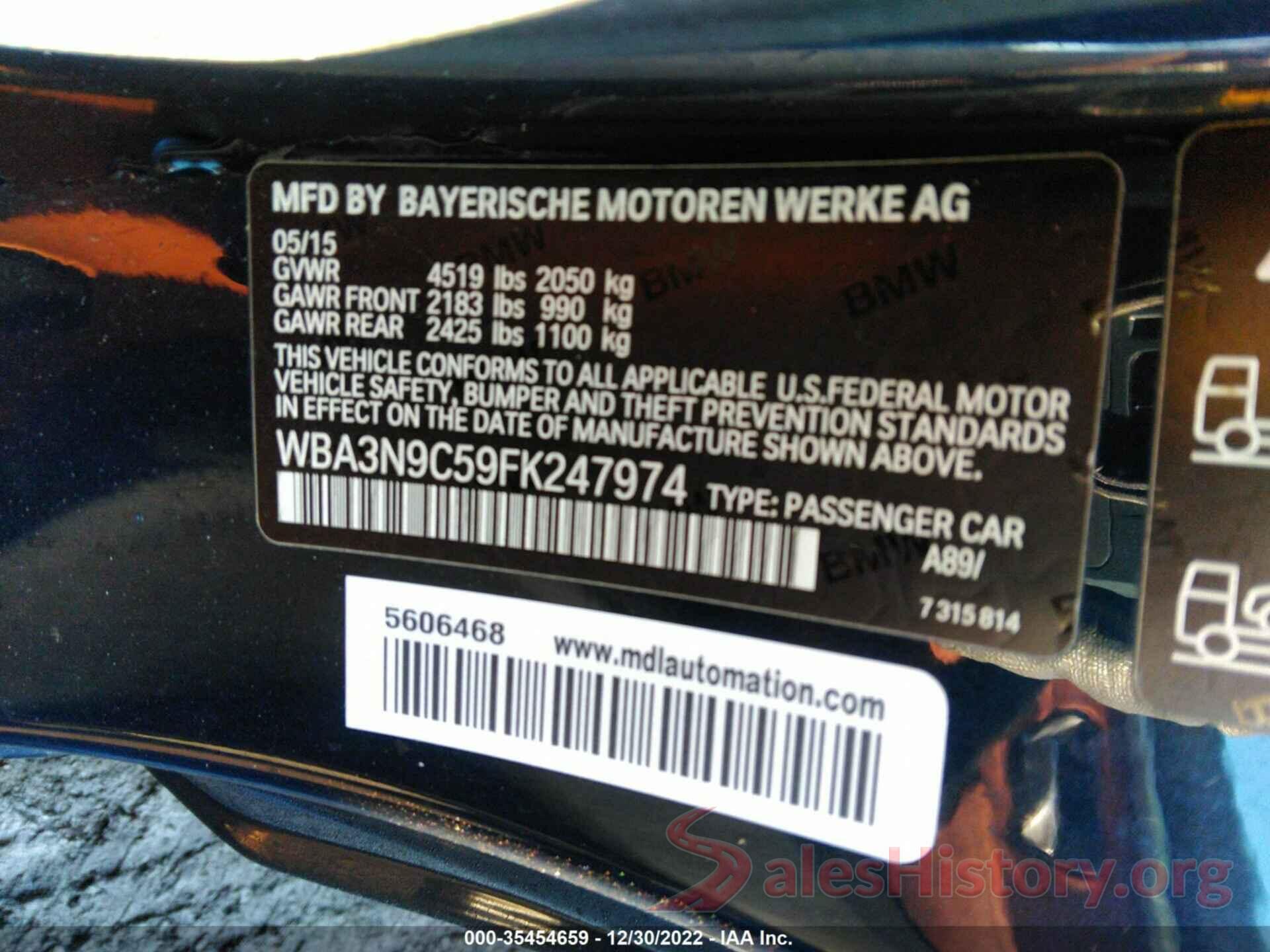 WBA3N9C59FK247974 2015 BMW 4 SERIES