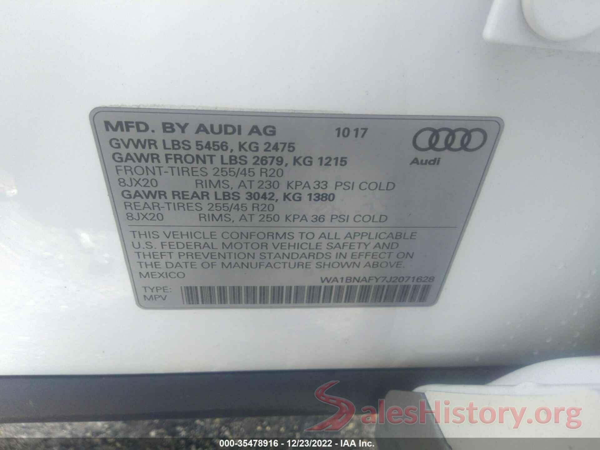 WA1BNAFY7J2071628 2018 AUDI Q5