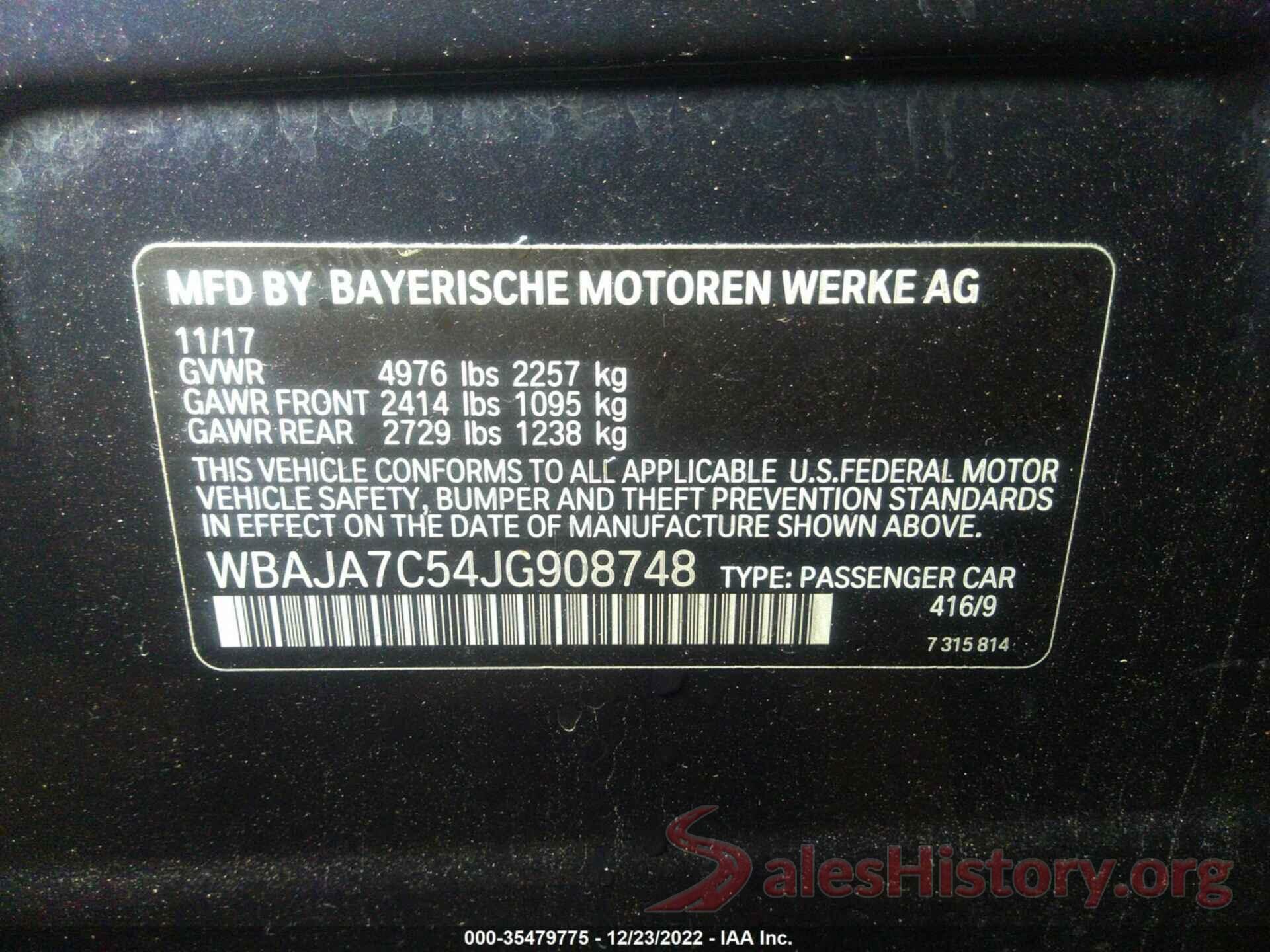 WBAJA7C54JG908748 2018 BMW 5 SERIES