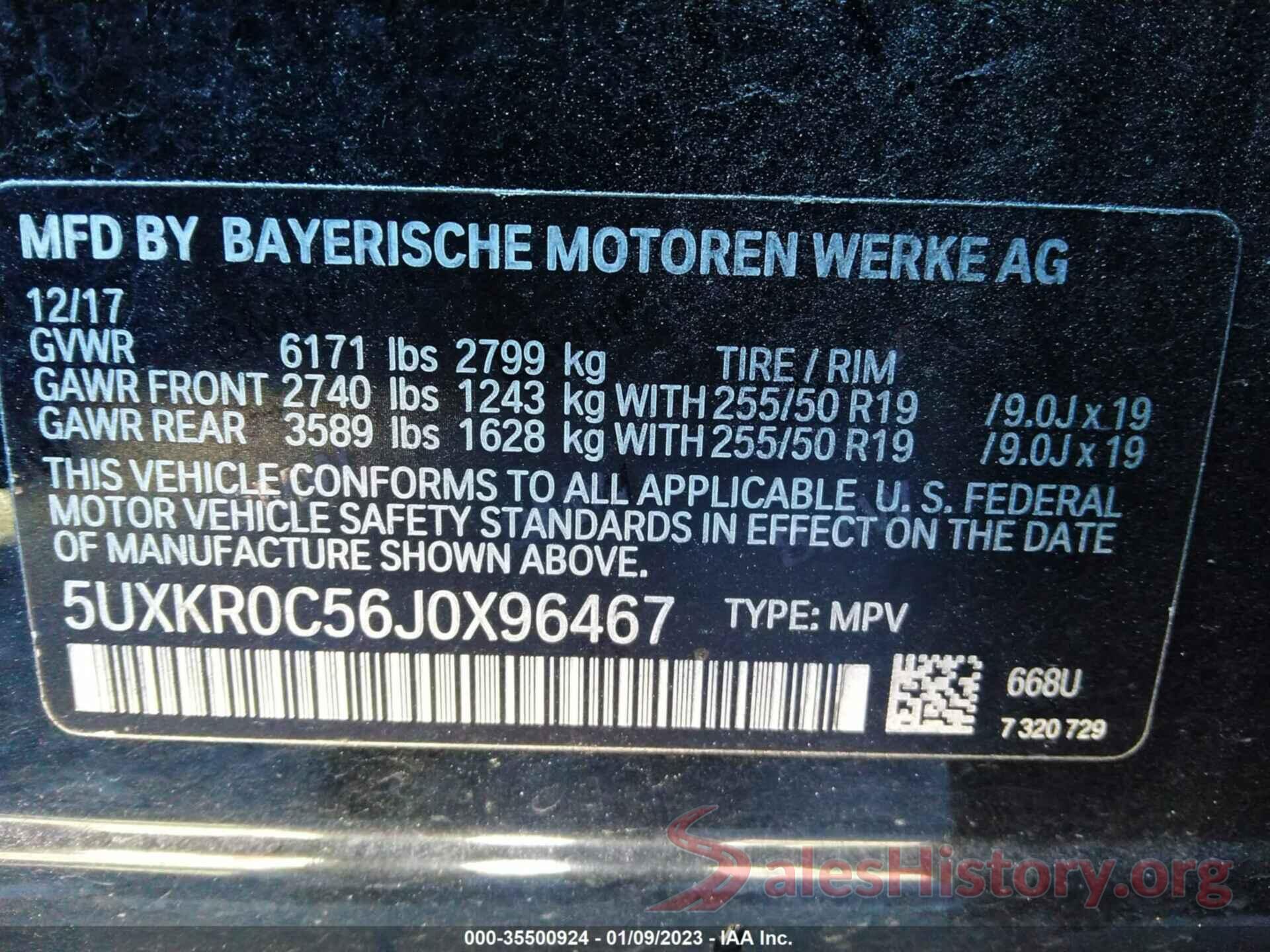 5UXKR0C56J0X96467 2018 BMW X5