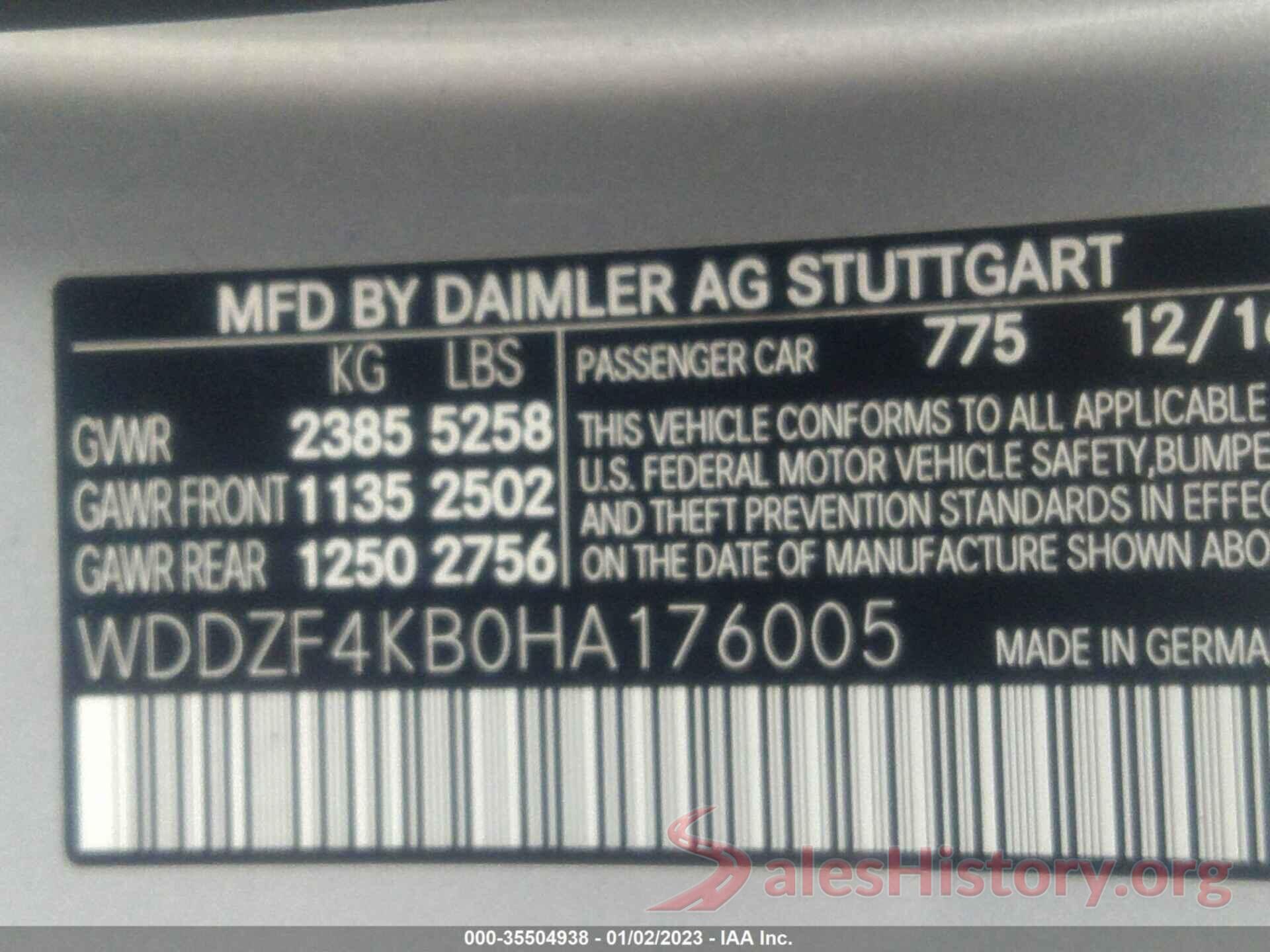 WDDZF4KB0HA176005 2017 MERCEDES-BENZ E-CLASS