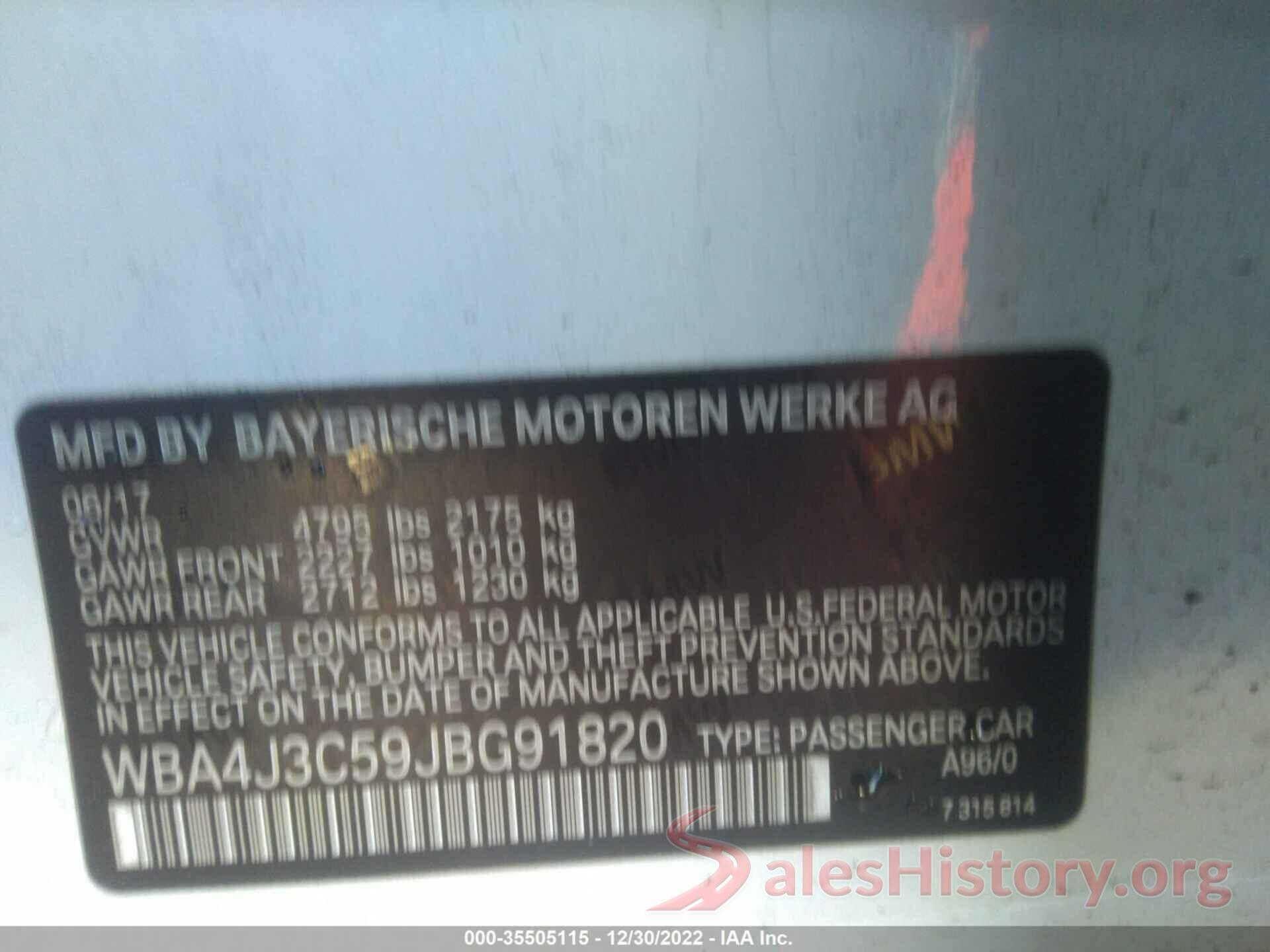 WBA4J3C59JBG91820 2018 BMW 4 SERIES