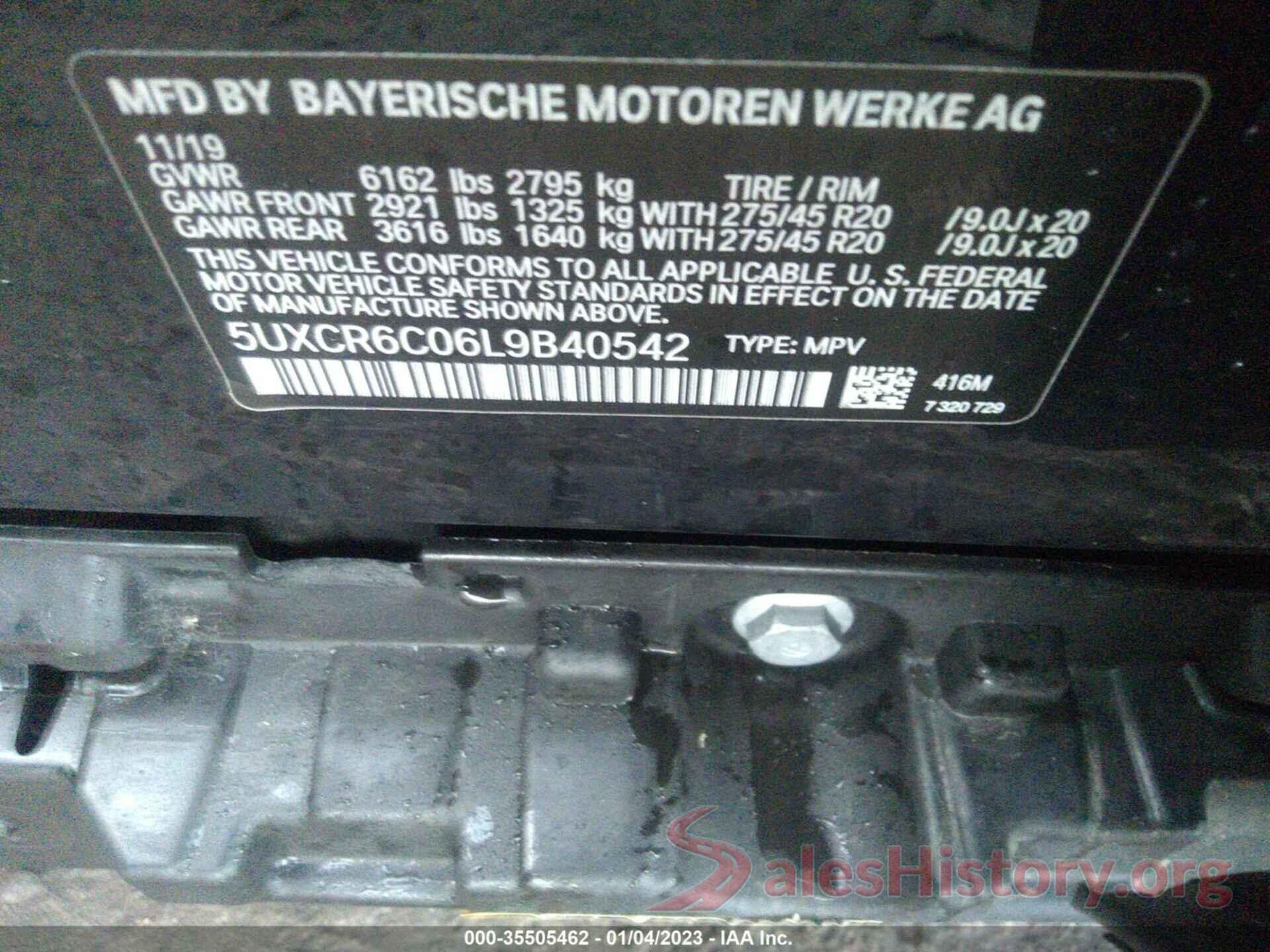 5UXCR6C06L9B40542 2020 BMW X5