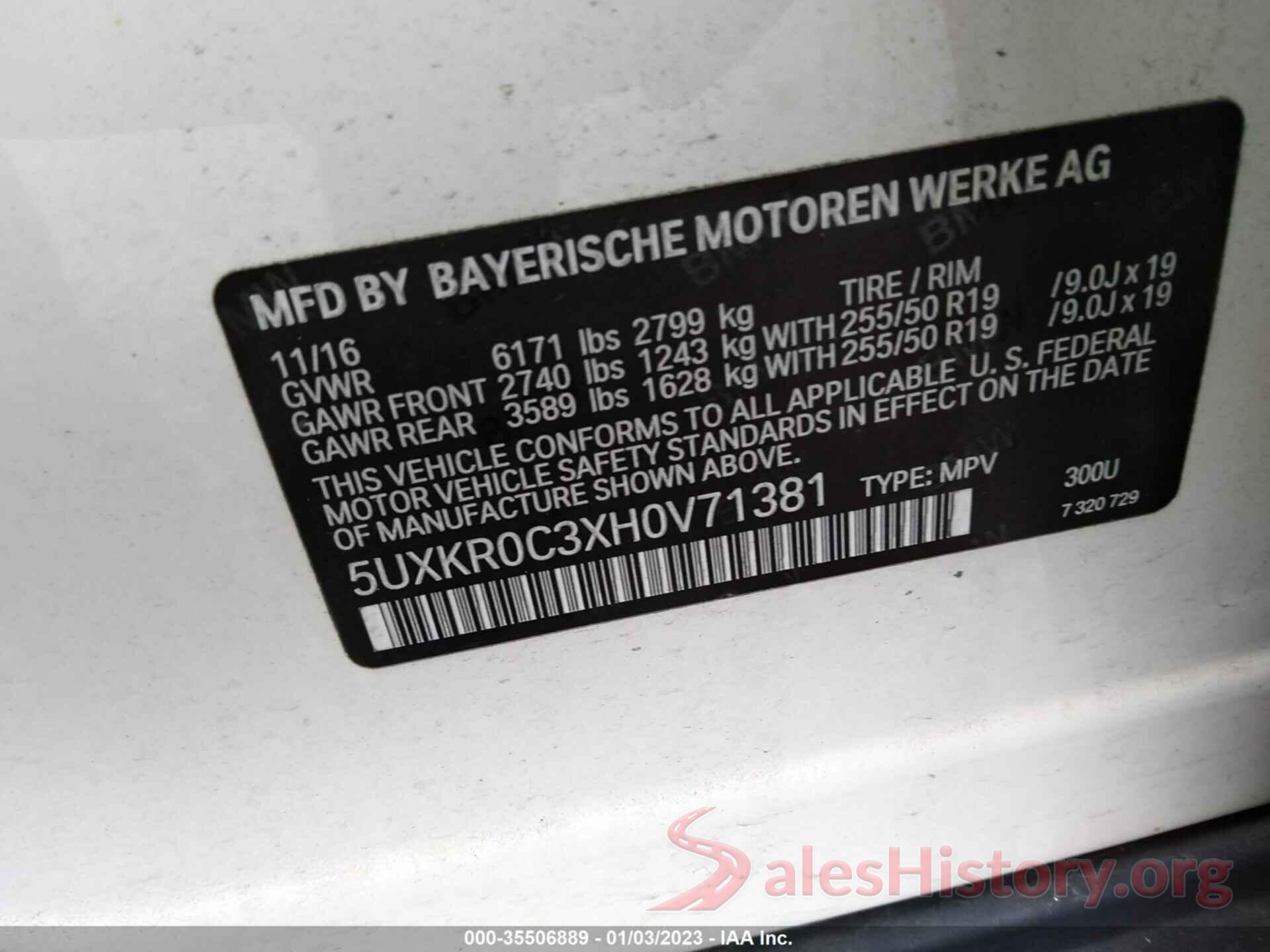 5UXKR0C3XH0V71381 2017 BMW X5