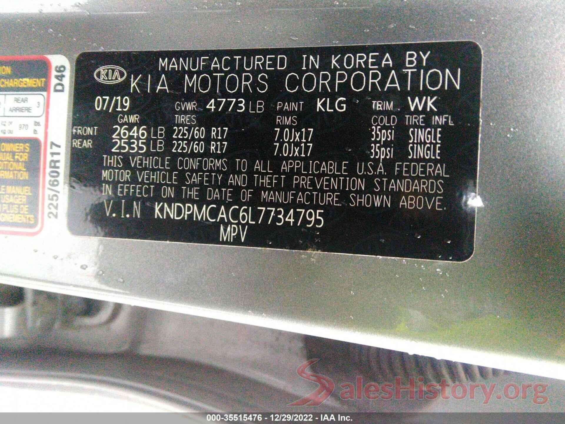 KNDPMCAC6L7734795 2020 KIA SPORTAGE