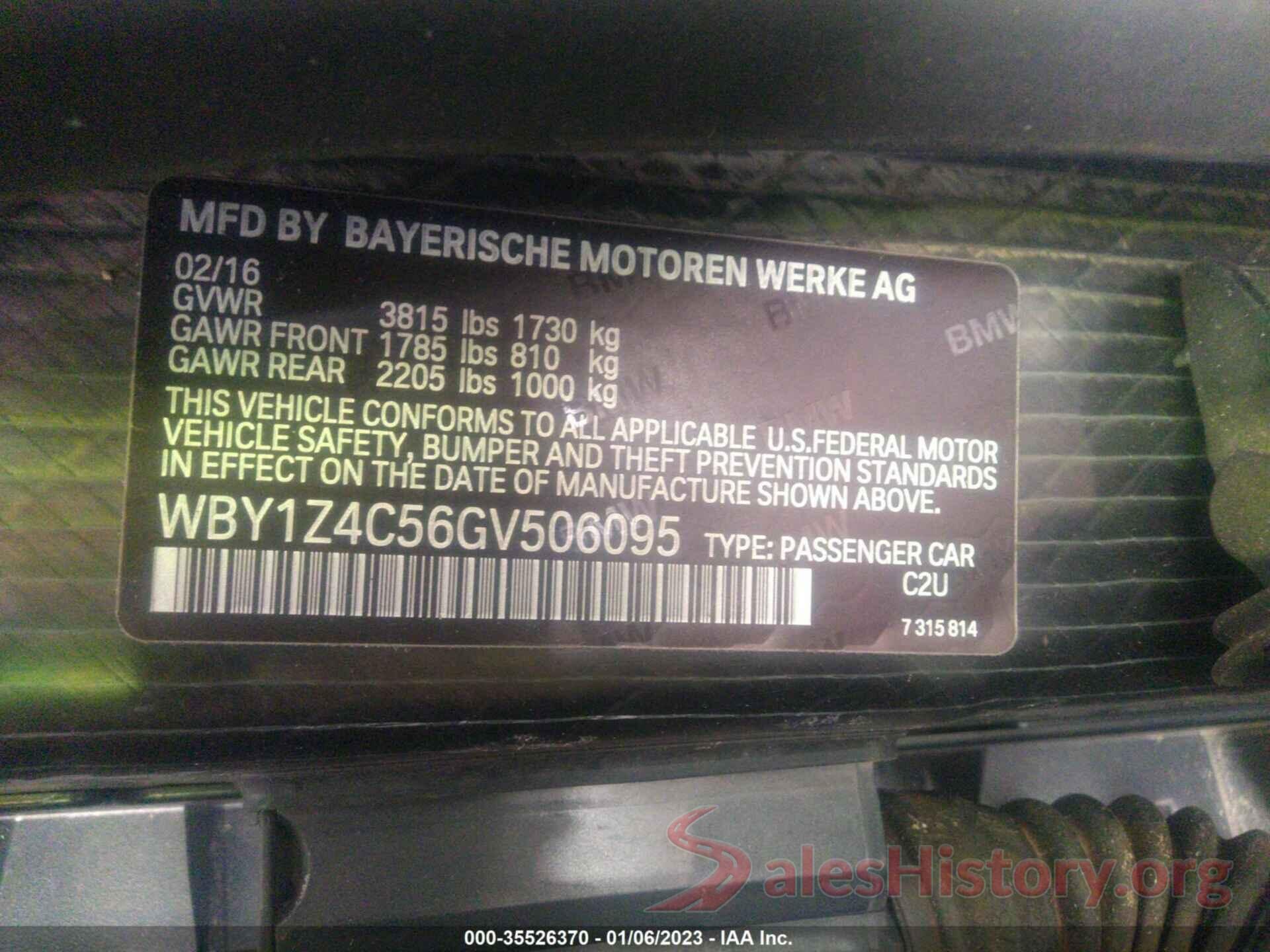 WBY1Z4C56GV506095 2016 BMW I3