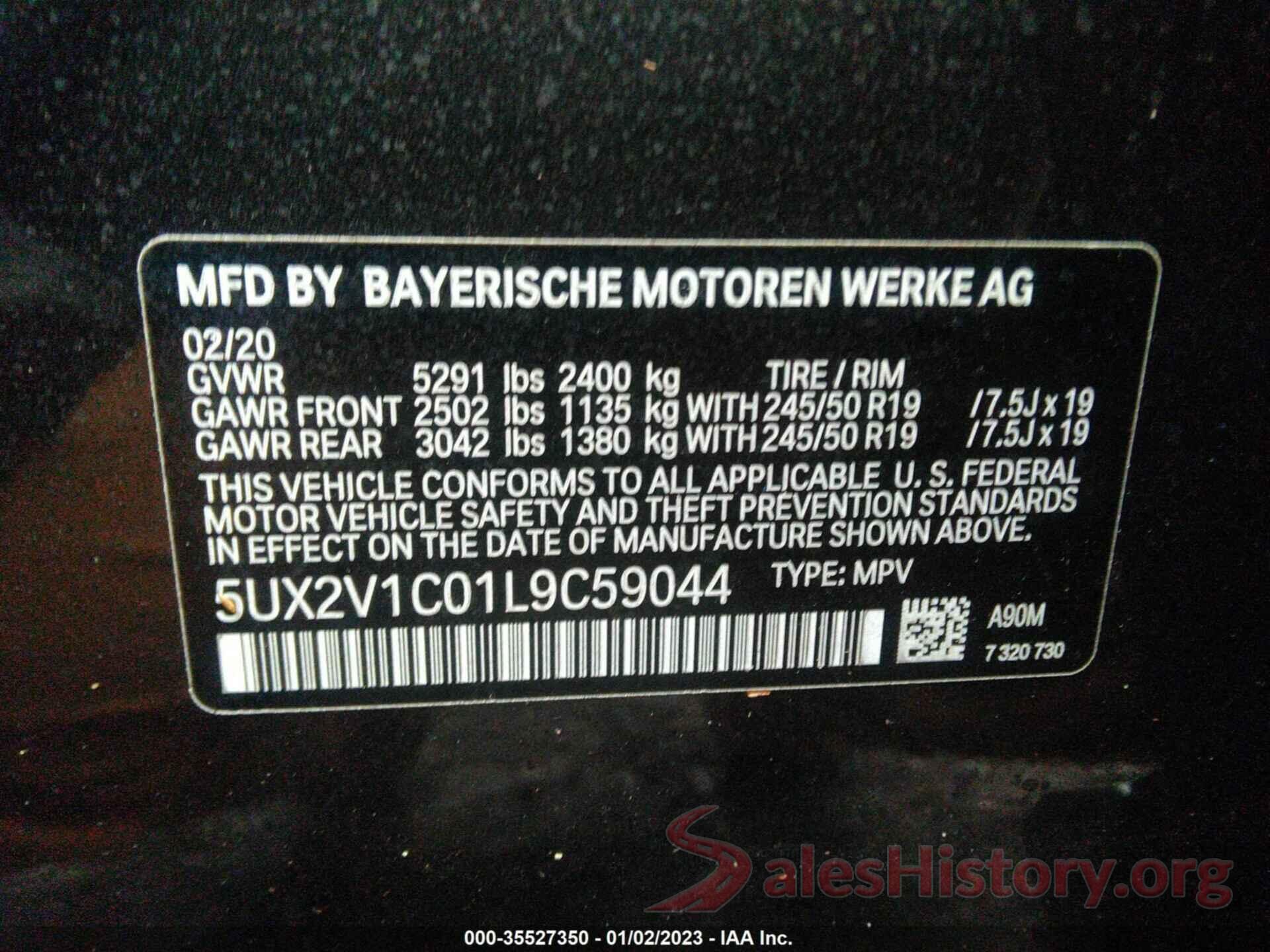 5UX2V1C01L9C59044 2020 BMW X4