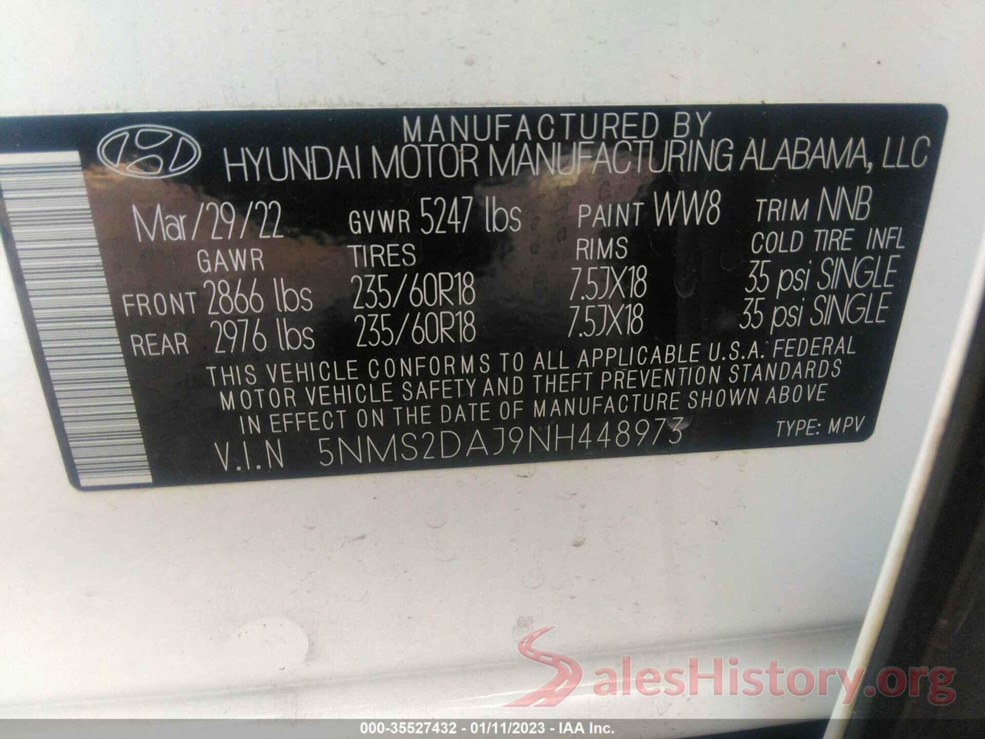 5NMS2DAJ9NH448973 2022 HYUNDAI SANTA FE