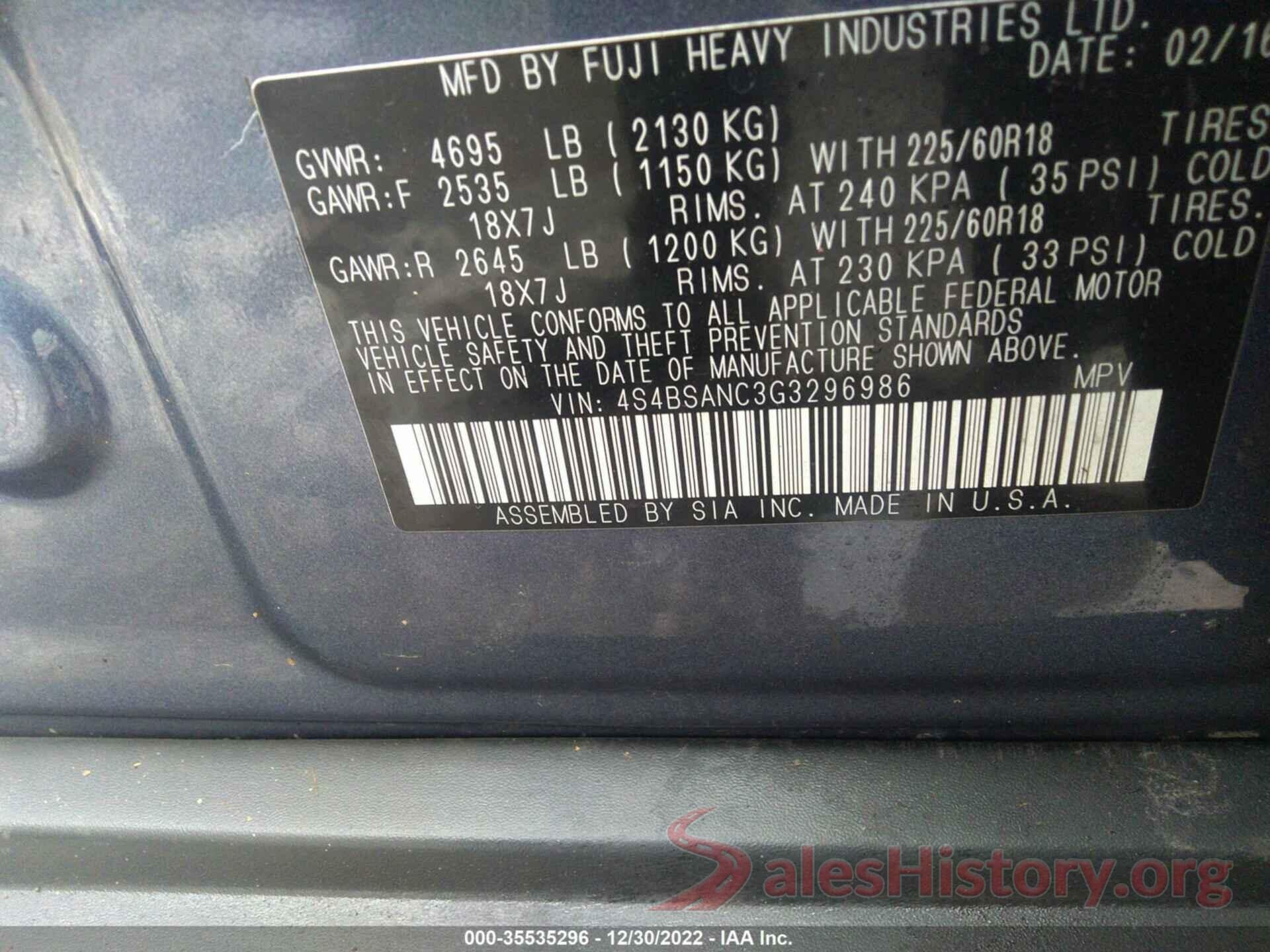 4S4BSANC3G3296986 2016 SUBARU OUTBACK