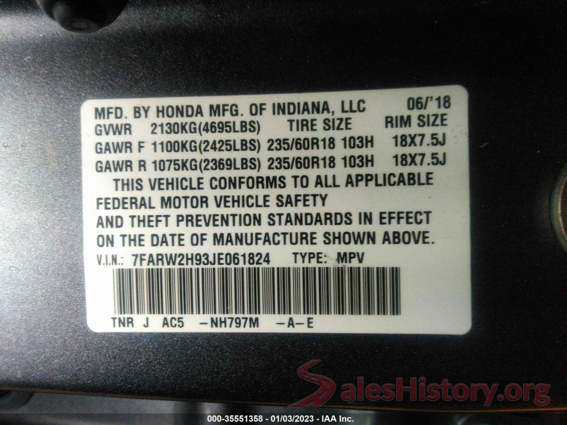 7FARW2H93JE061824 2018 HONDA CR-V