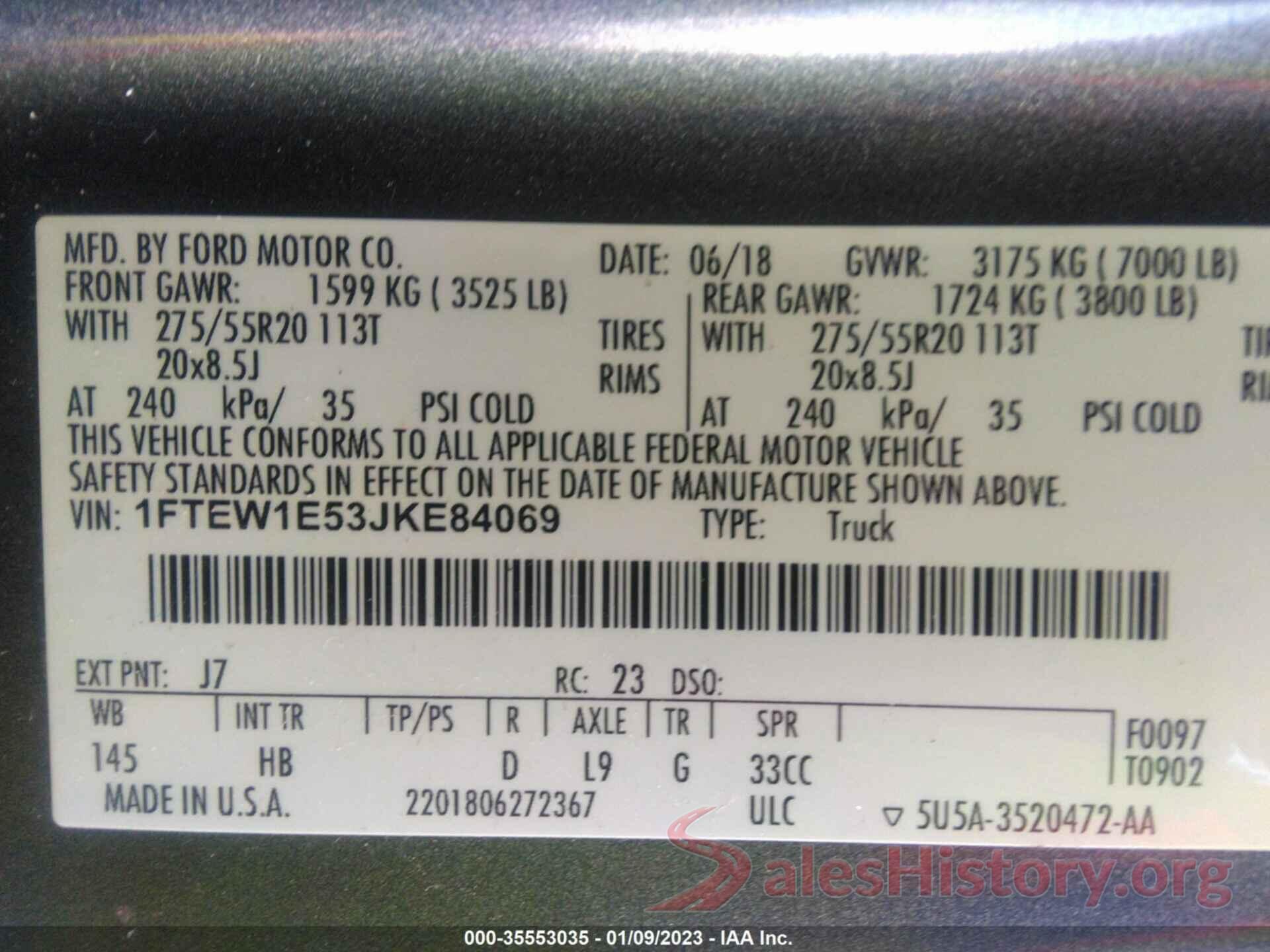 1FTEW1E53JKE84069 2018 FORD F-150