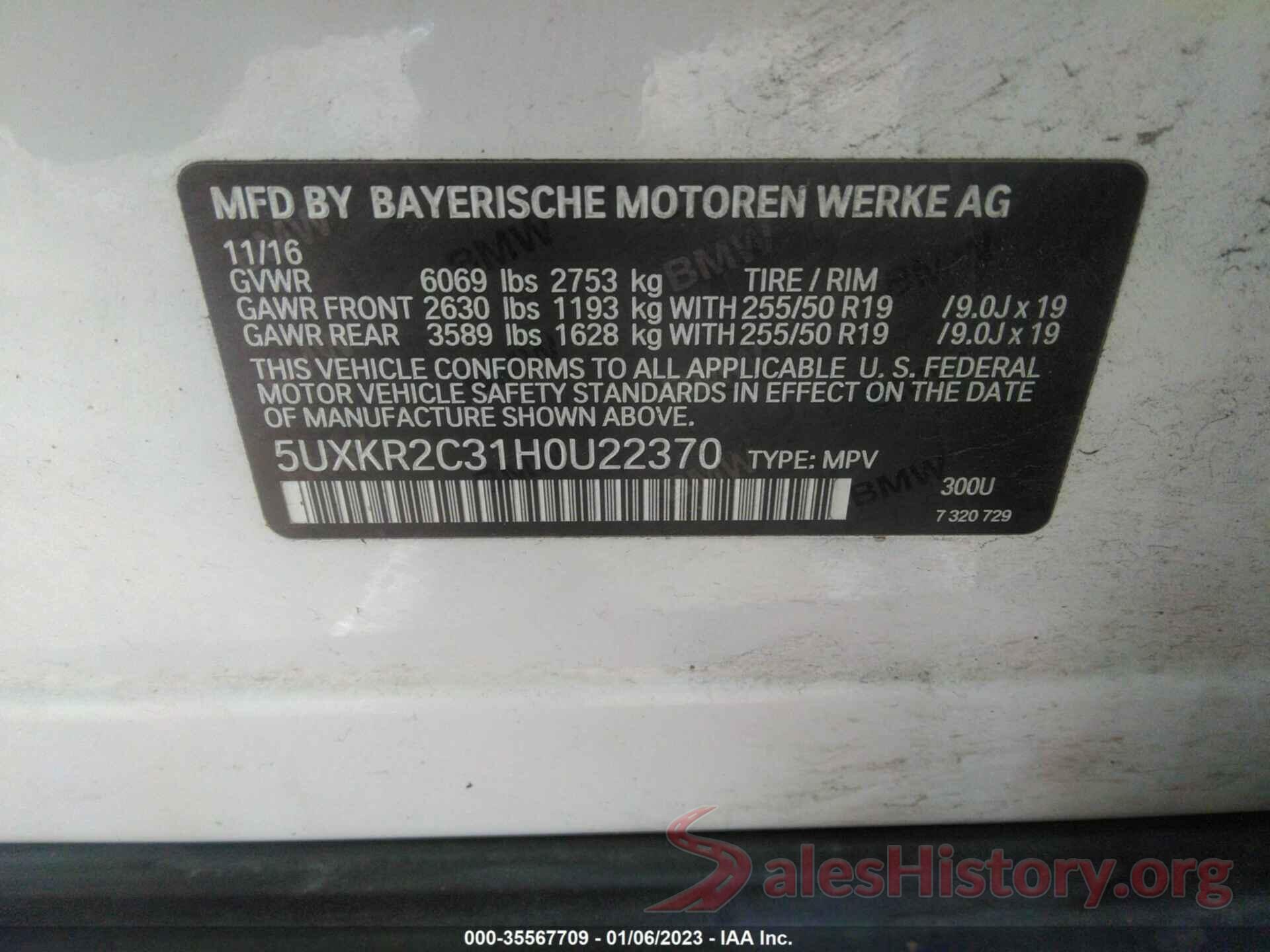 5UXKR2C31H0U22370 2017 BMW X5