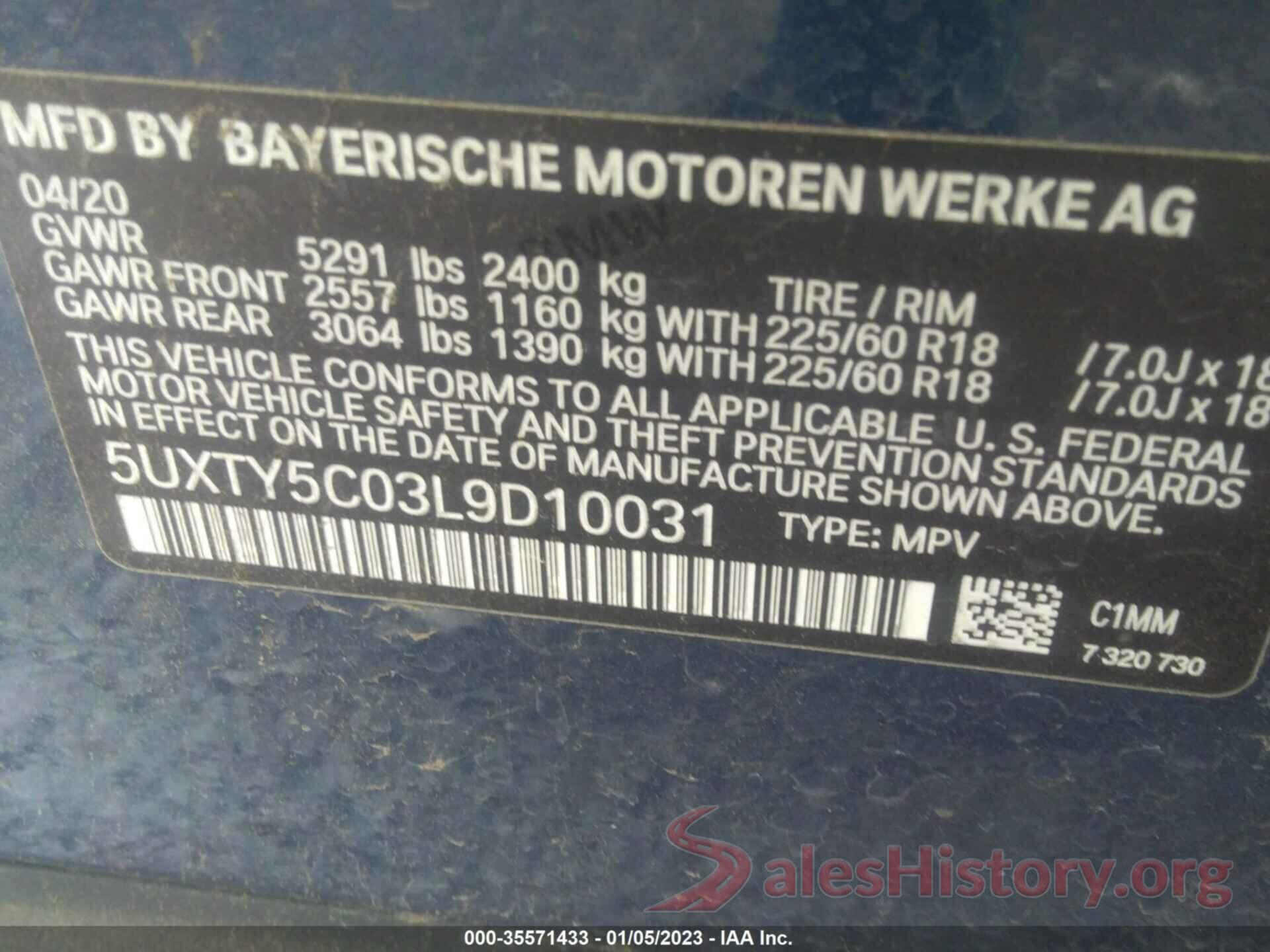 5UXTY5C03L9D10031 2020 BMW X3