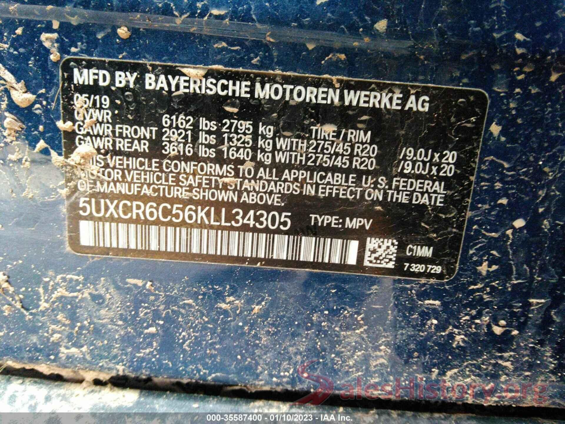 5UXCR6C56KLL34305 2019 BMW X5