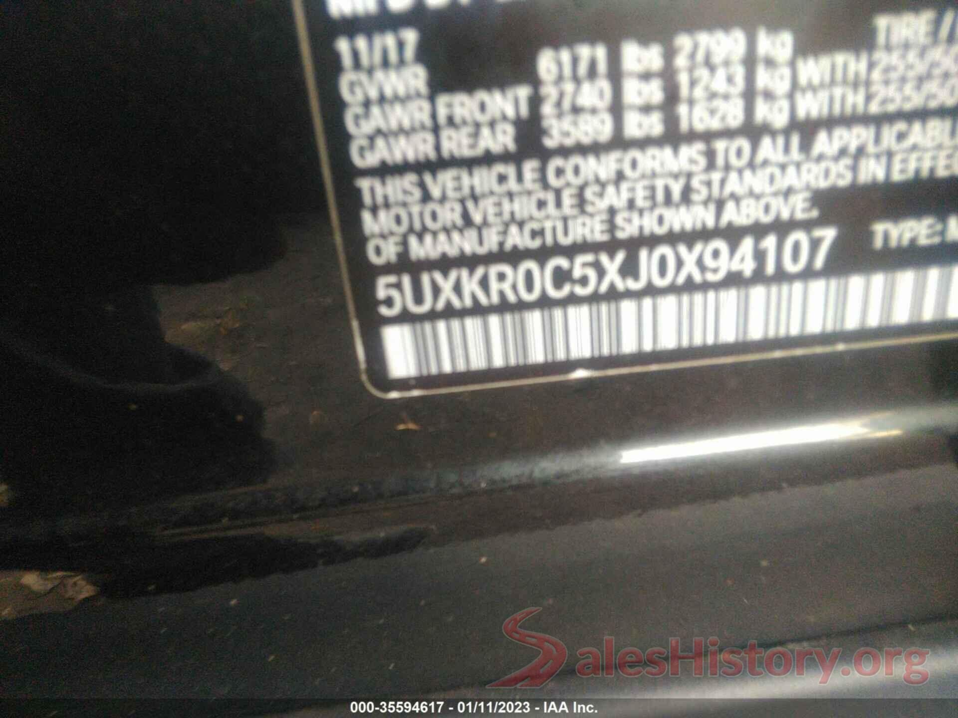 5UXKR0C5XJ0X94107 2018 BMW X5