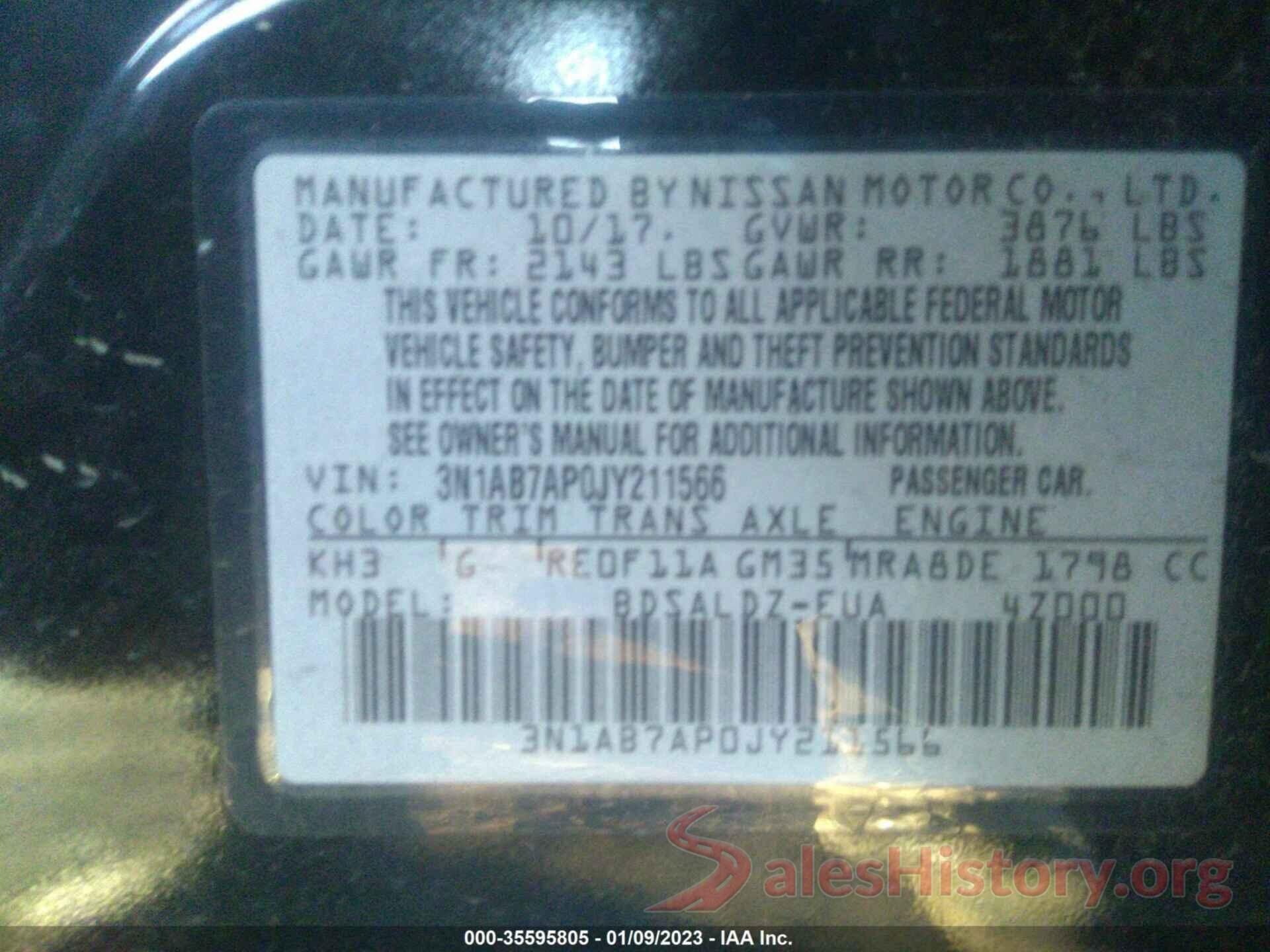 3N1AB7AP0JY211566 2018 NISSAN SENTRA