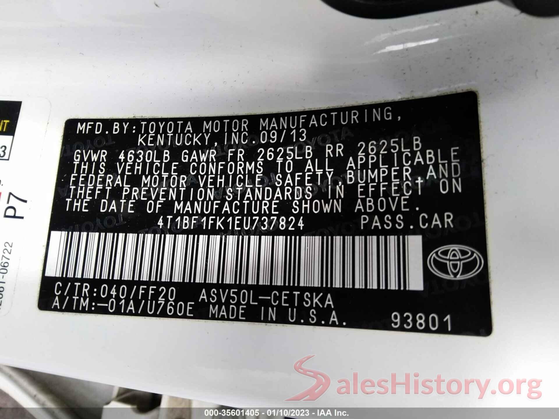 4T1BF1FK1EU737824 2014 TOYOTA CAMRY