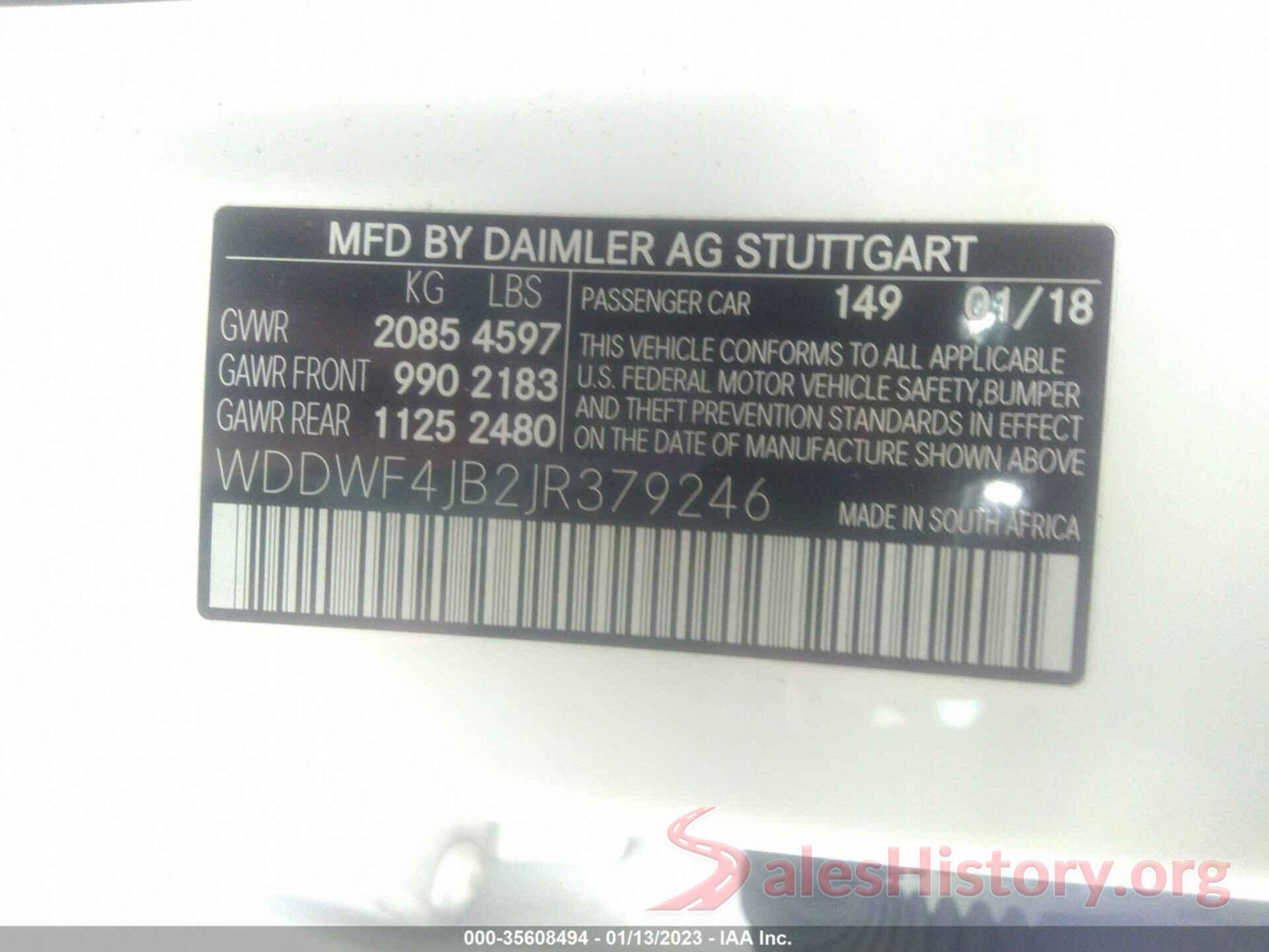 WDDWF4JB2JR379246 2018 MERCEDES-BENZ C-CLASS