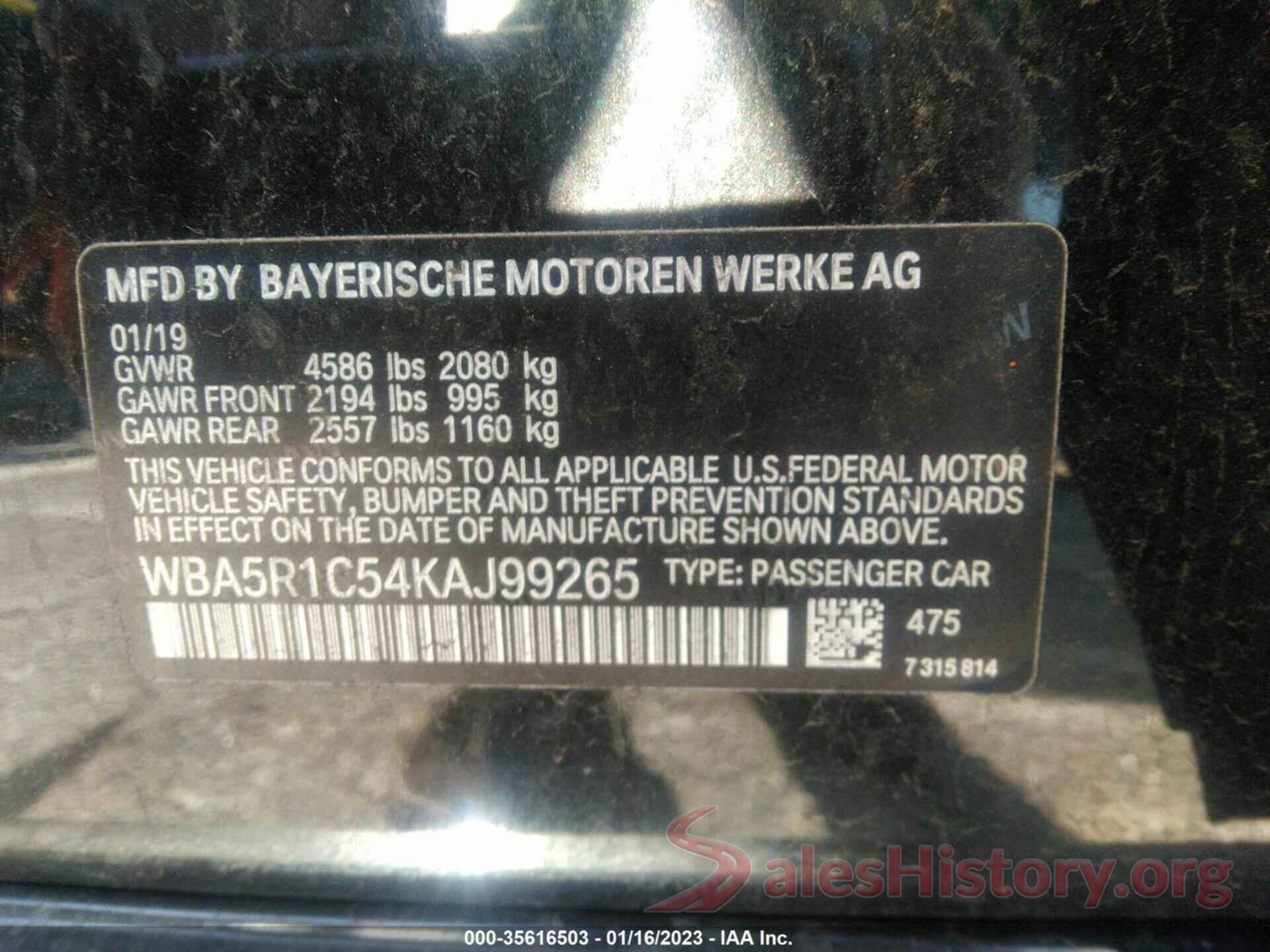 WBA5R1C54KAJ99265 2019 BMW 3 SERIES