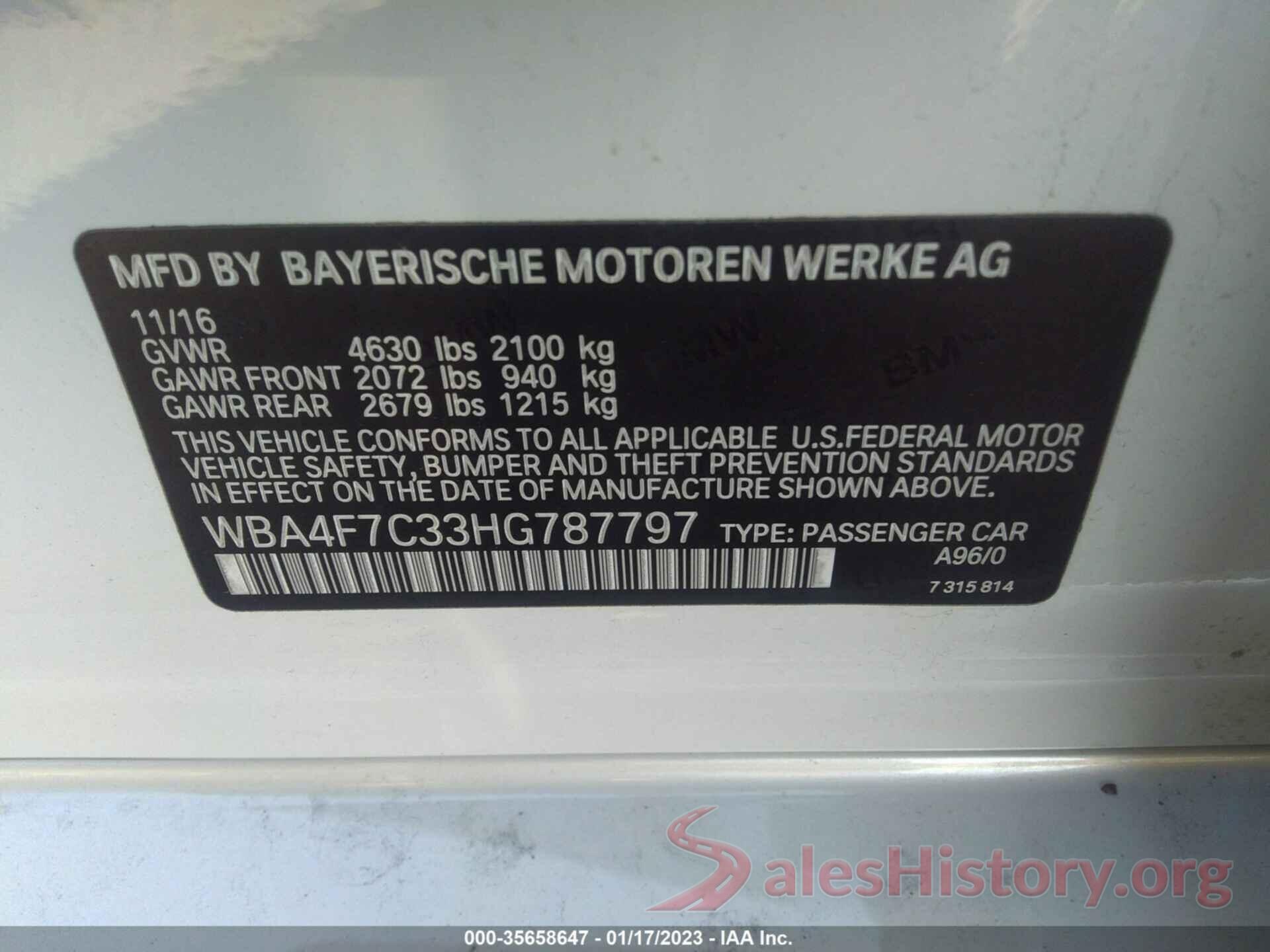 WBA4F7C33HG787797 2017 BMW 4 SERIES