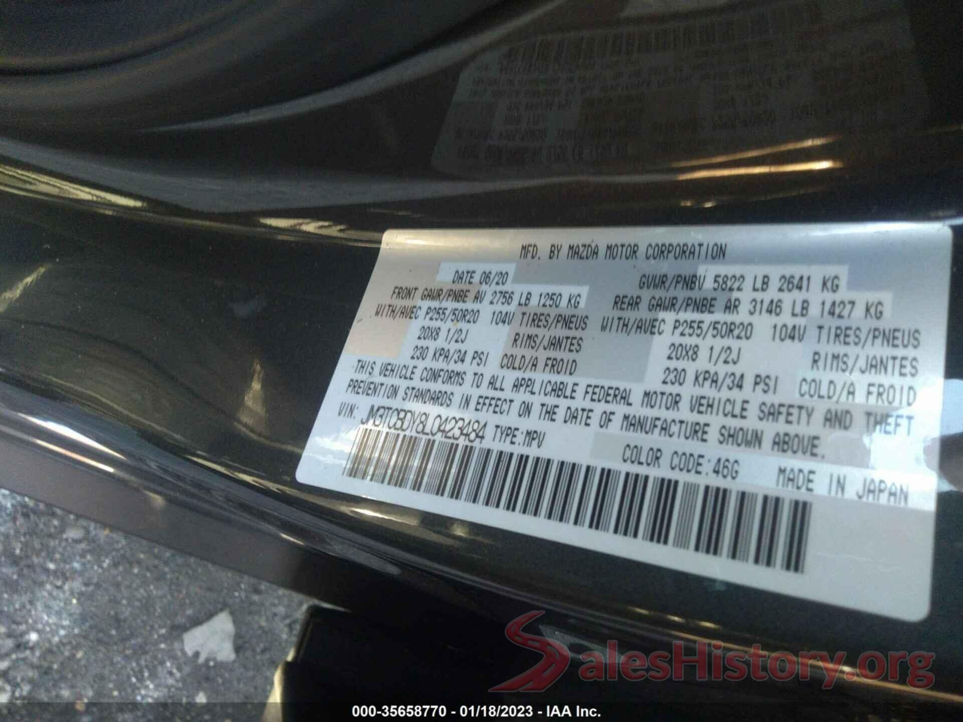 JM3TCBDY8L0423484 2020 MAZDA CX-9