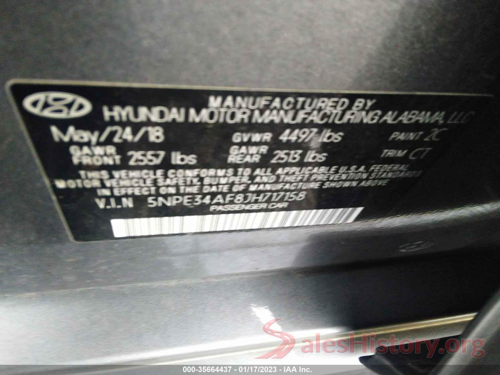 5NPE34AF8JH717158 2018 HYUNDAI SONATA