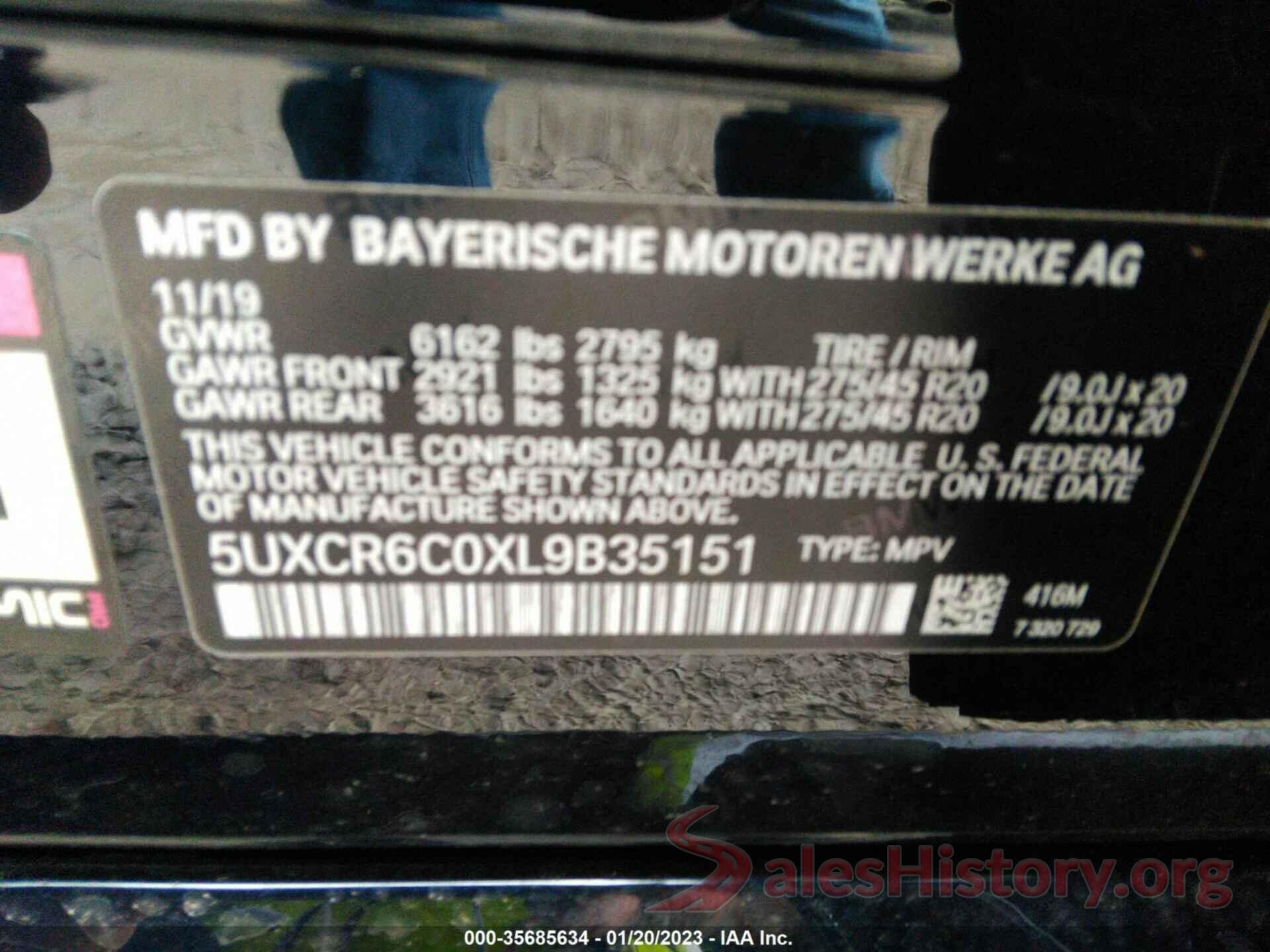 5UXCR6C0XL9B35151 2020 BMW X5