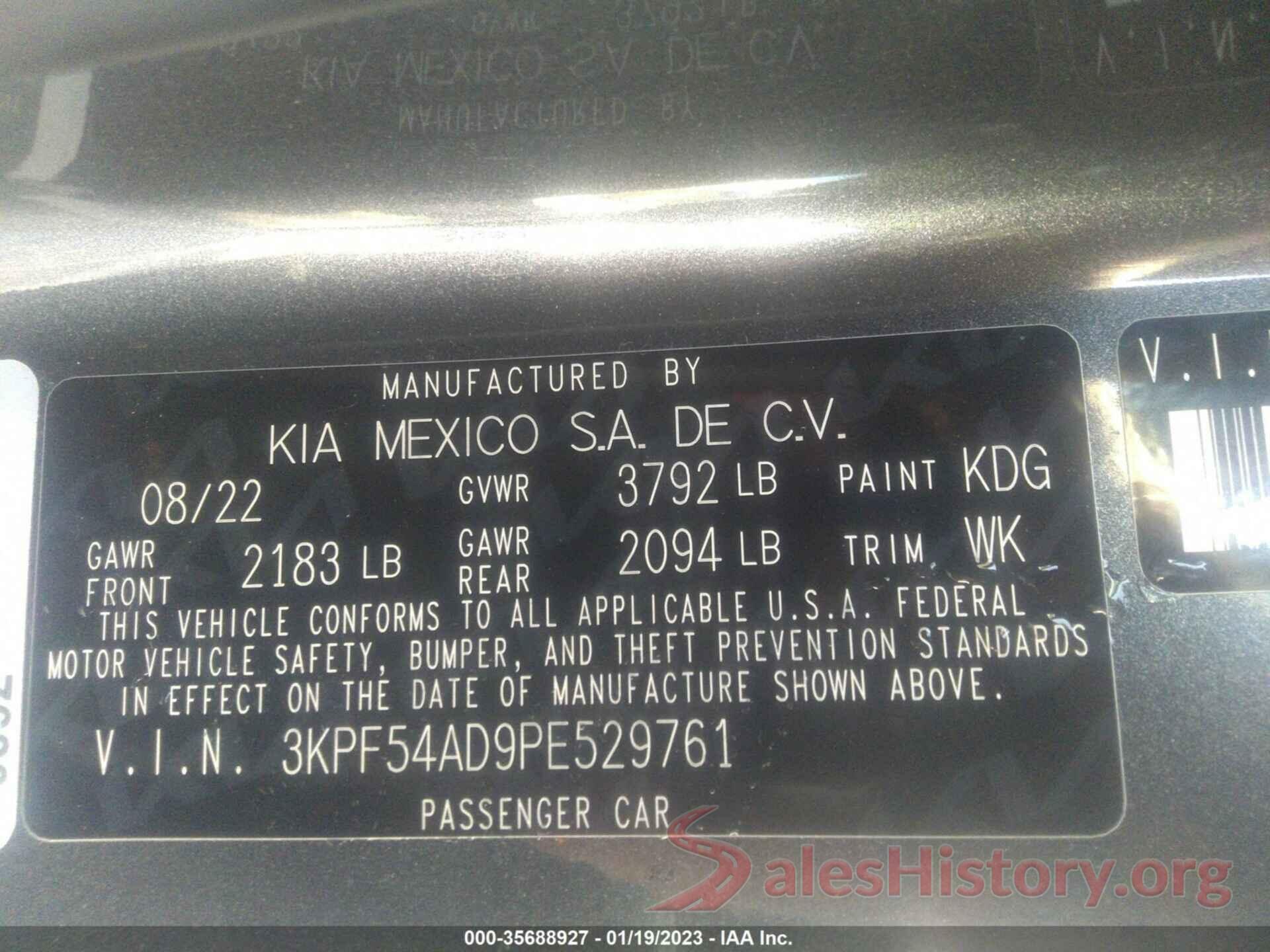 3KPF54AD9PE529761 2023 KIA FORTE