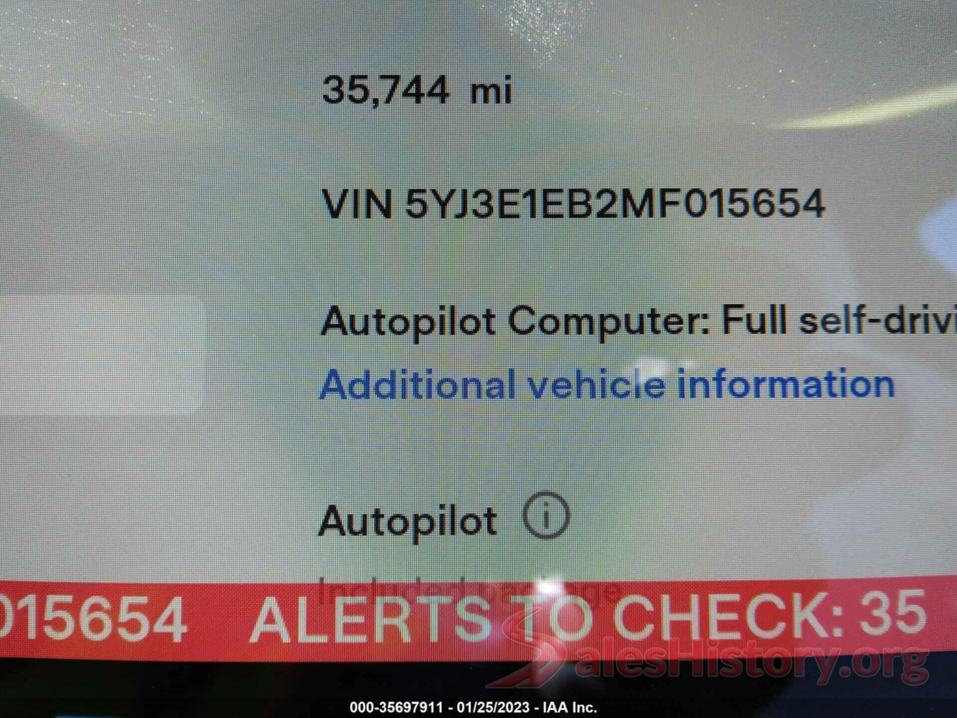 5YJ3E1EB2MF015654 2021 TESLA MODEL 3