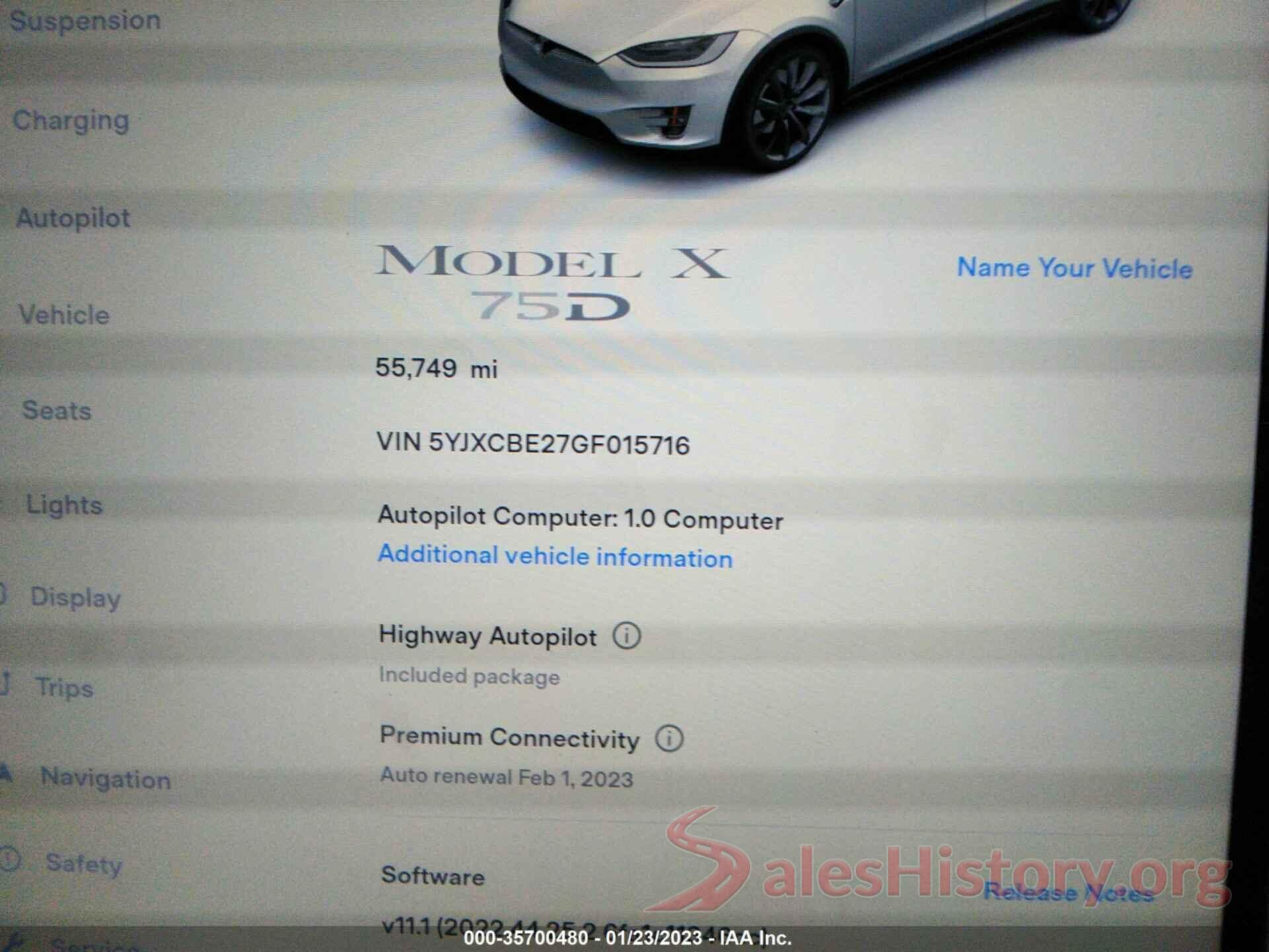 5YJXCBE27GF015716 2016 TESLA MODEL X