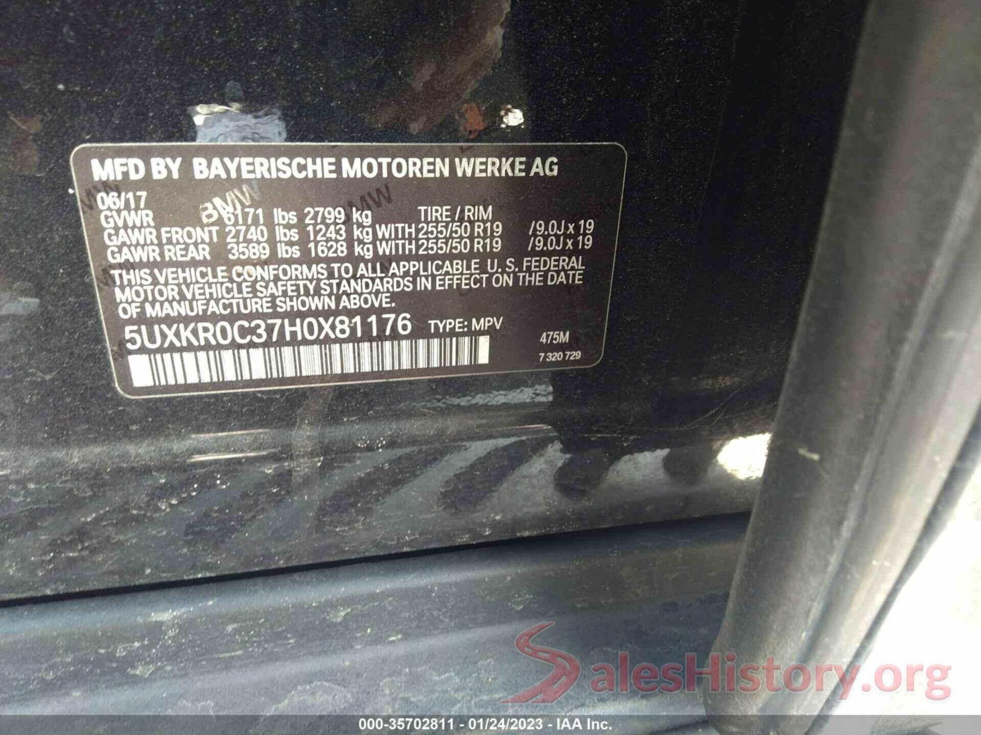 5UXKR0C37H0X81176 2017 BMW X5