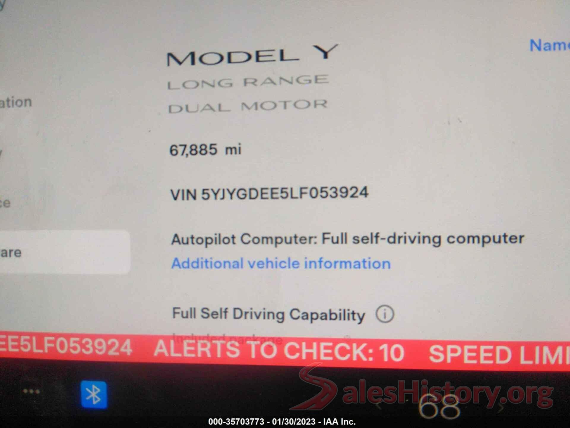 5YJYGDEE5LF053924 2020 TESLA MODEL Y