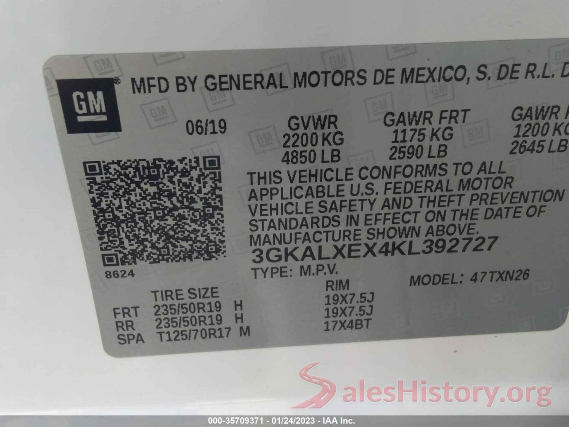 3GKALXEX4KL392727 2019 GMC TERRAIN