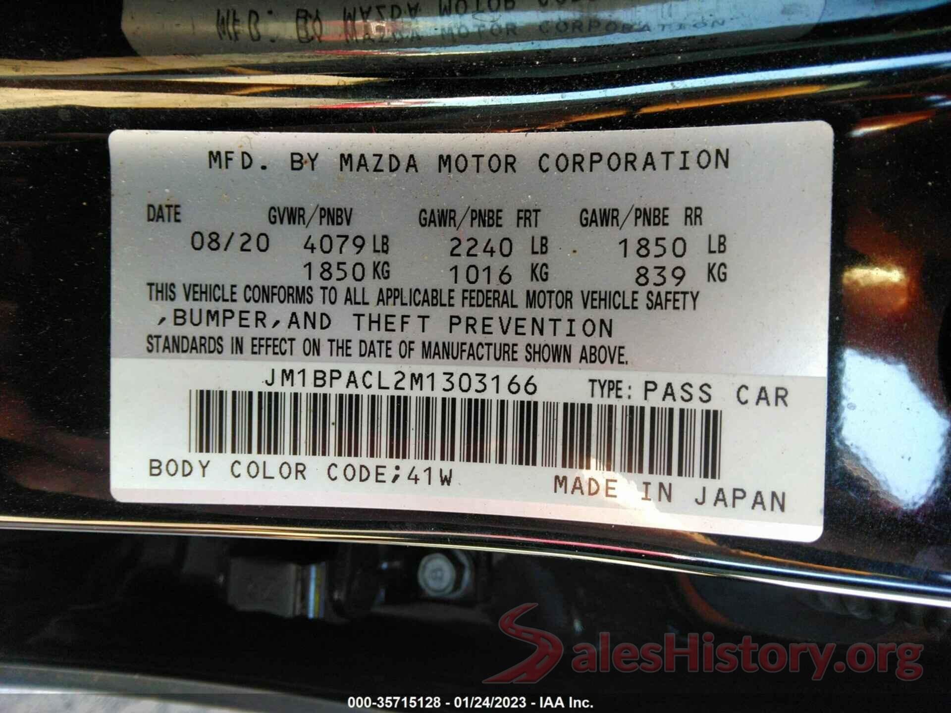 JM1BPACL2M1303166 2021 MAZDA MAZDA3 SEDAN